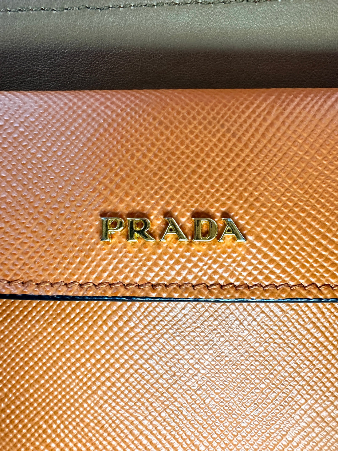 Prada Double Orange Saffiano Cuir Leather Handle Bag PR286