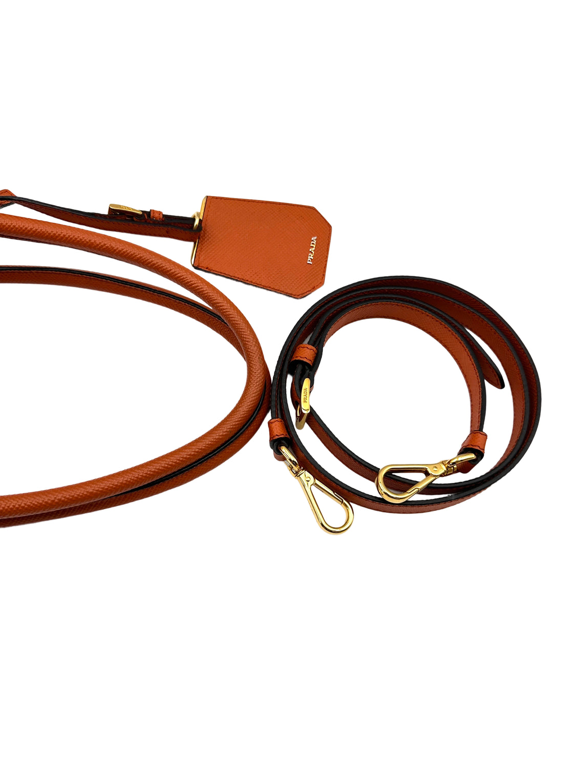 Prada Double Orange Saffiano Cuir Leather Handle Bag PR286