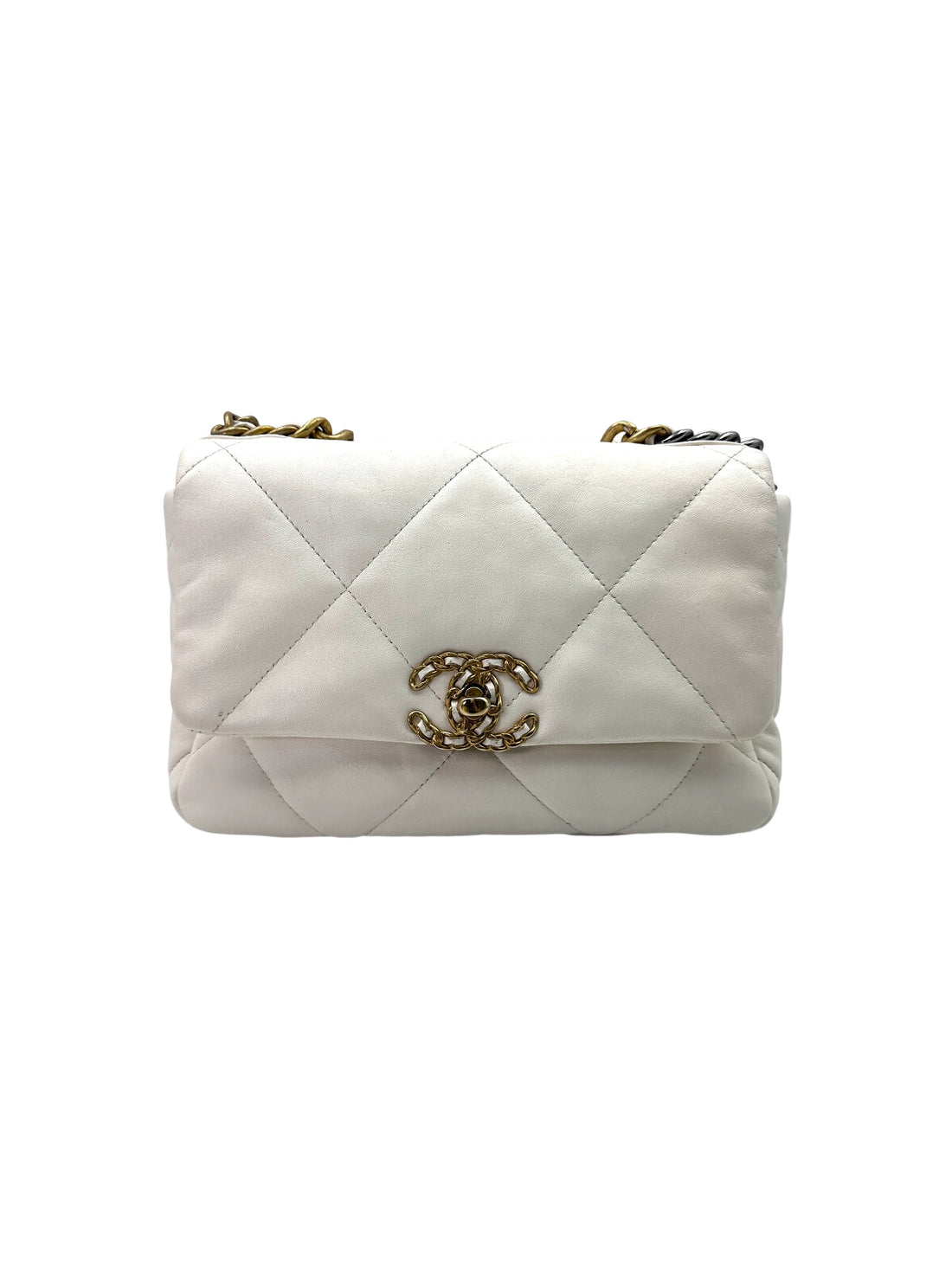 Chanel 19Bag White Quilted Leather Small Size Flap Bag With Gold Hardware(30***60) CC1824