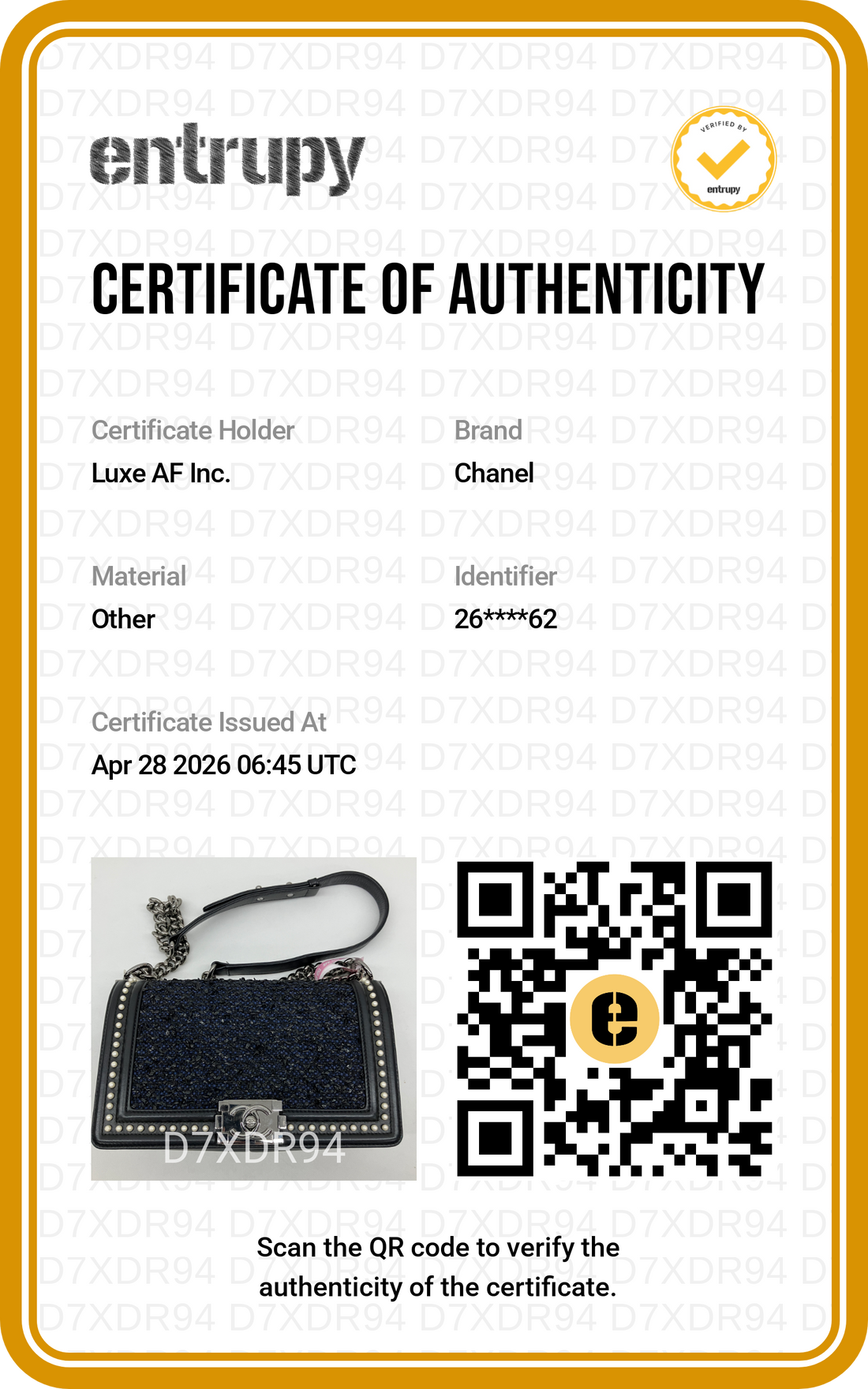 Chanel LeBoy Black Tweed With Pearl Embellishment Flap Bag With Silver Bucket(26***62) CC1822