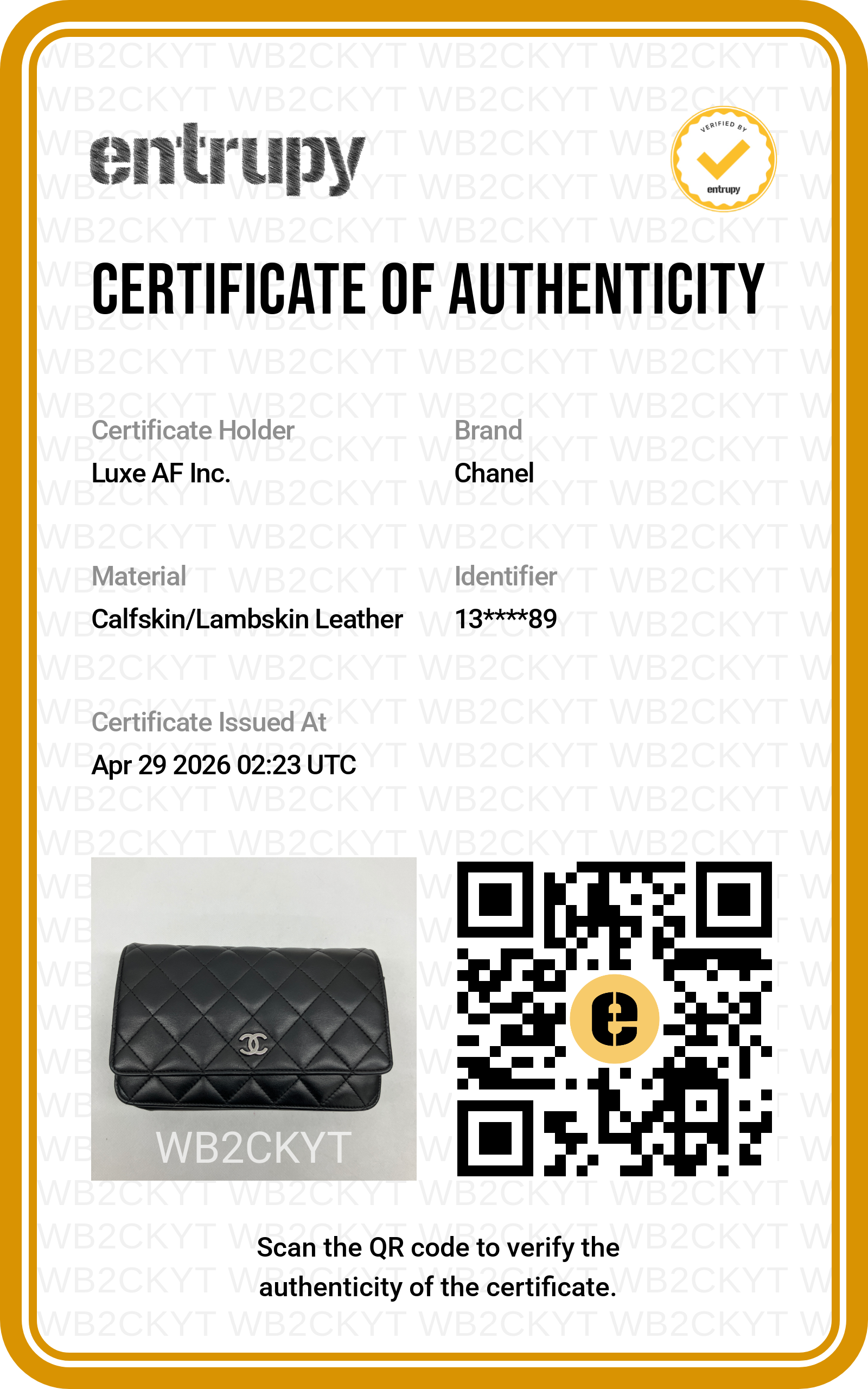 Chanel Black Quilted Leather Wallet On Chain(13***89) CC1831