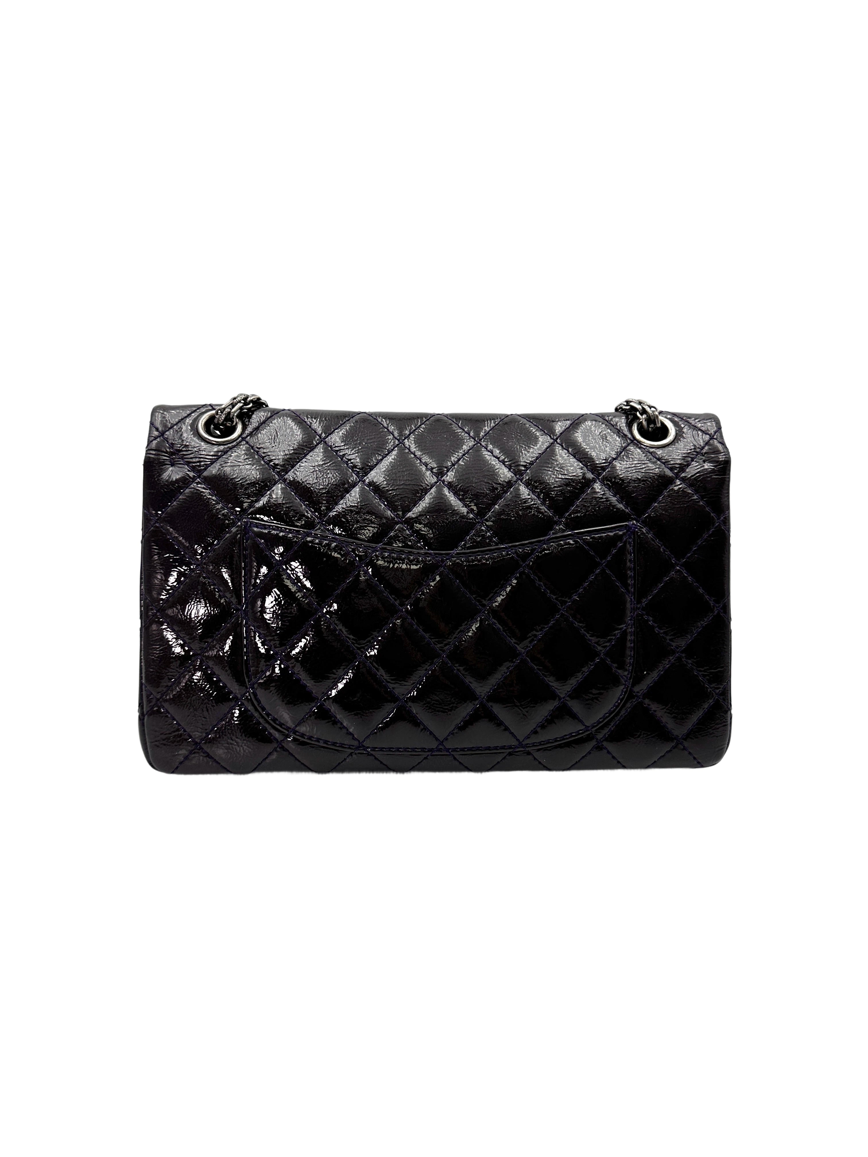 Chanel 2.55 Reissue Black Quilted Patent Leather Flap Bag With Silver Buckle(14***11) CC1828
