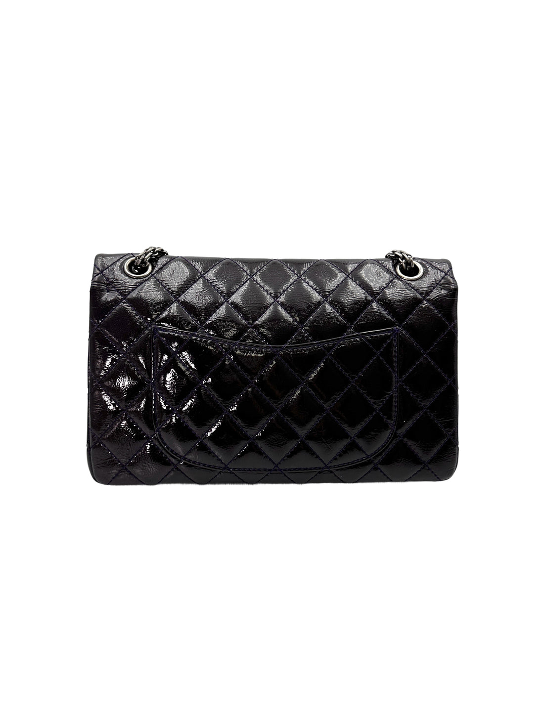 Chanel 2.55 Reissue Black Quilted Patent Leather Flap Bag With Silver Buckle(14***11) CC1828
