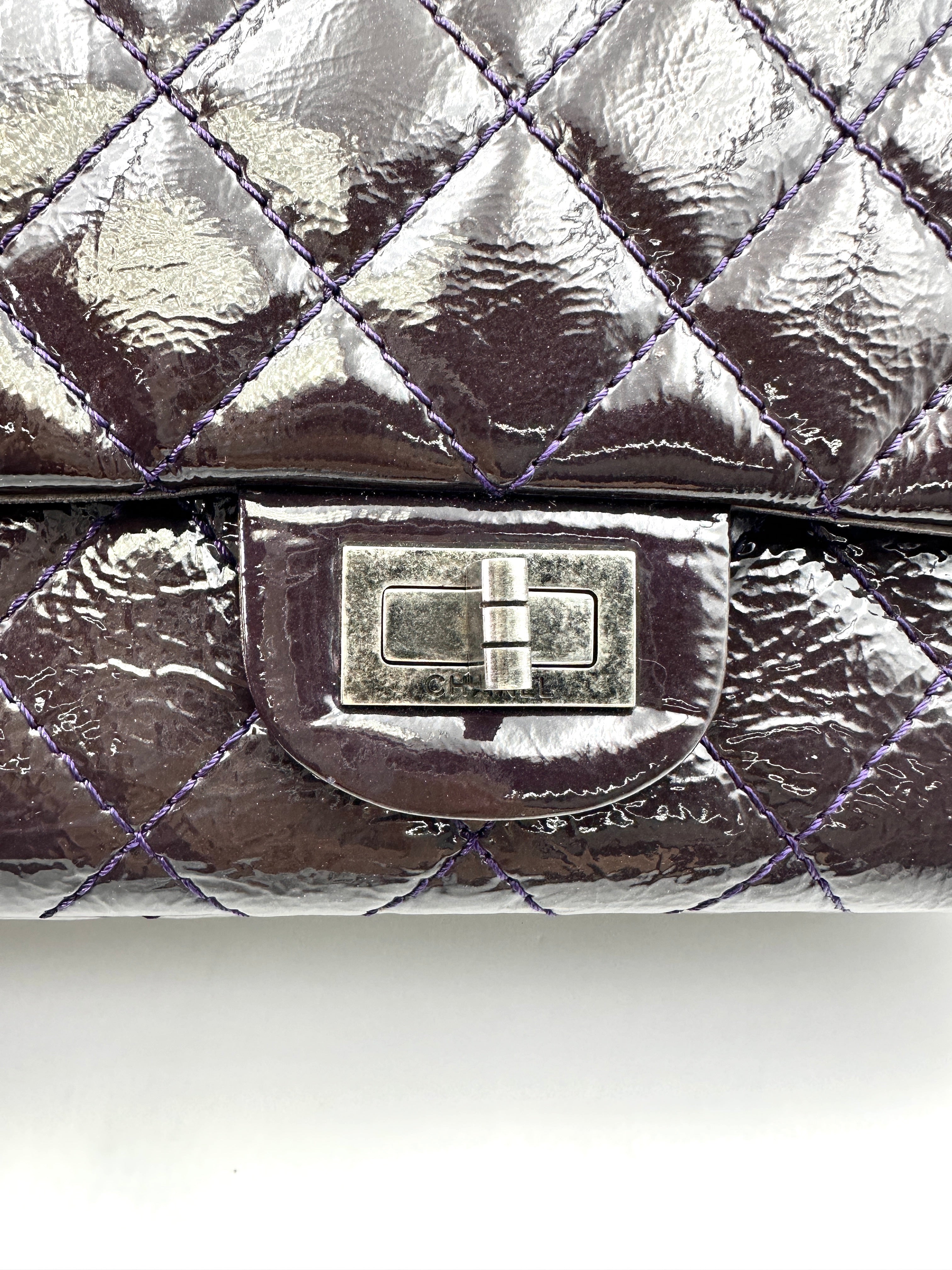 Chanel 2.55 Reissue Black Quilted Patent Leather Flap Bag With Silver Buckle(14***11) CC1828