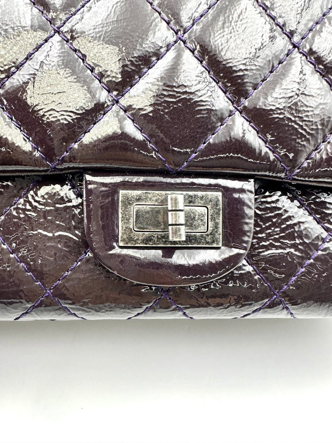 Chanel 2.55 Reissue Black Quilted Patent Leather Flap Bag With Silver Buckle(14***11) CC1828