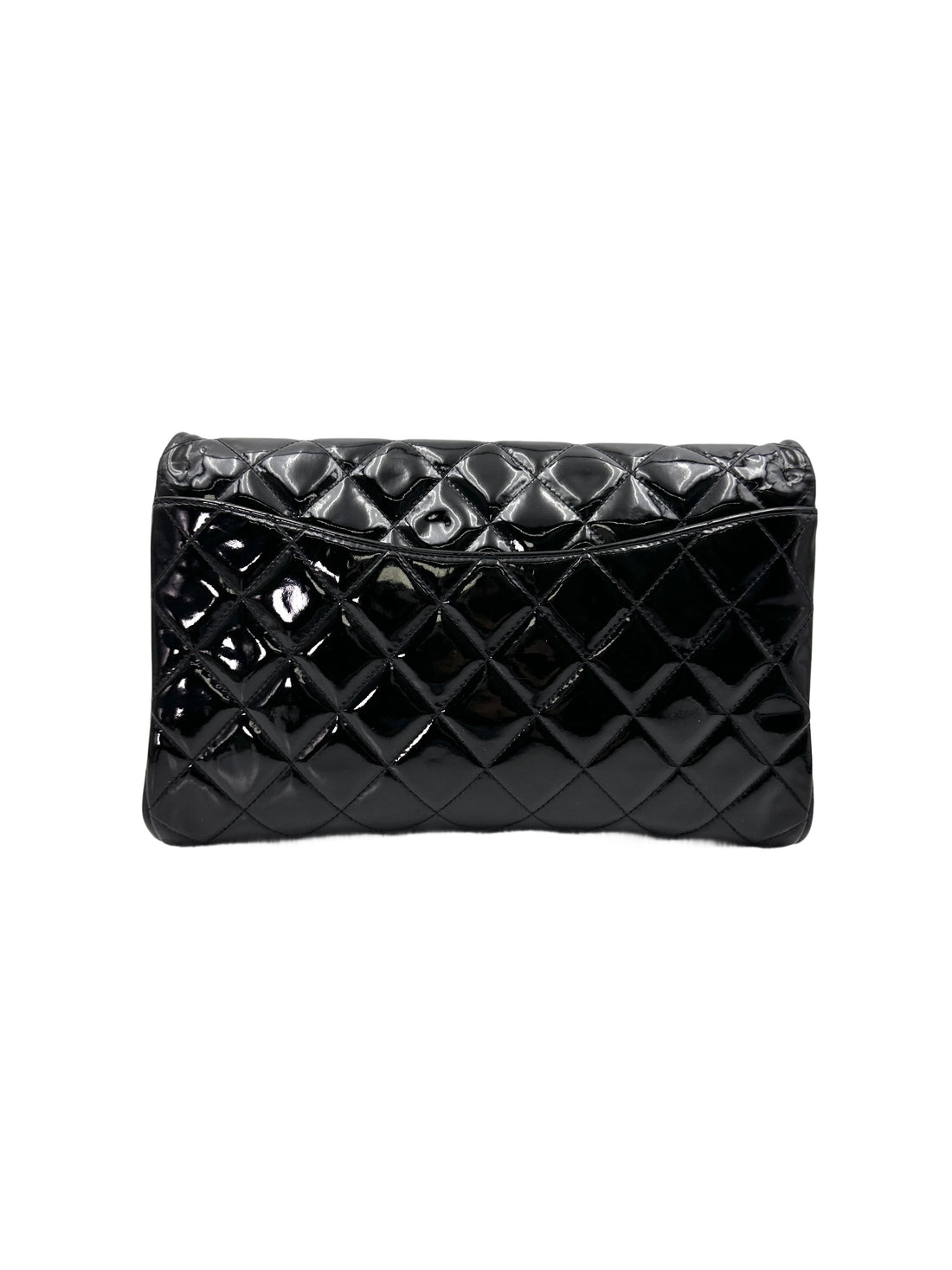 Chanel Classic Flap Black Quilted Patent Leather Flap Bag With Silver Buckle(17***28) CC1830