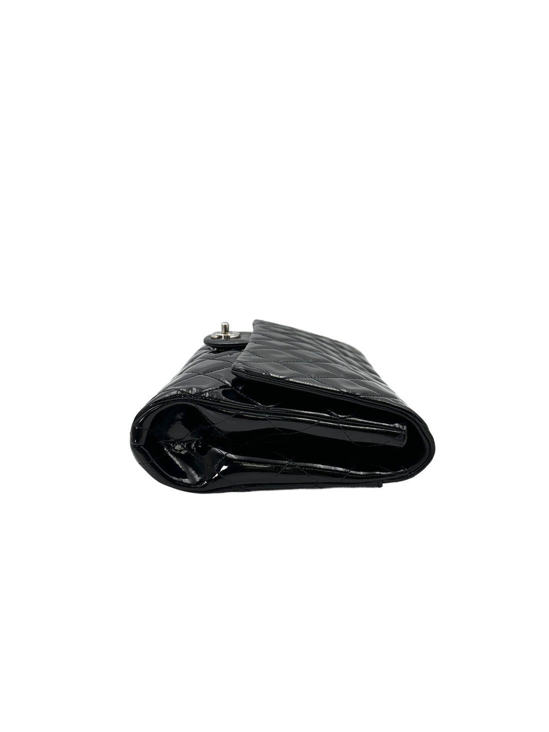 Chanel Classic Flap Black Quilted Patent Leather Flap Bag With Silver Buckle(17***28) CC1830