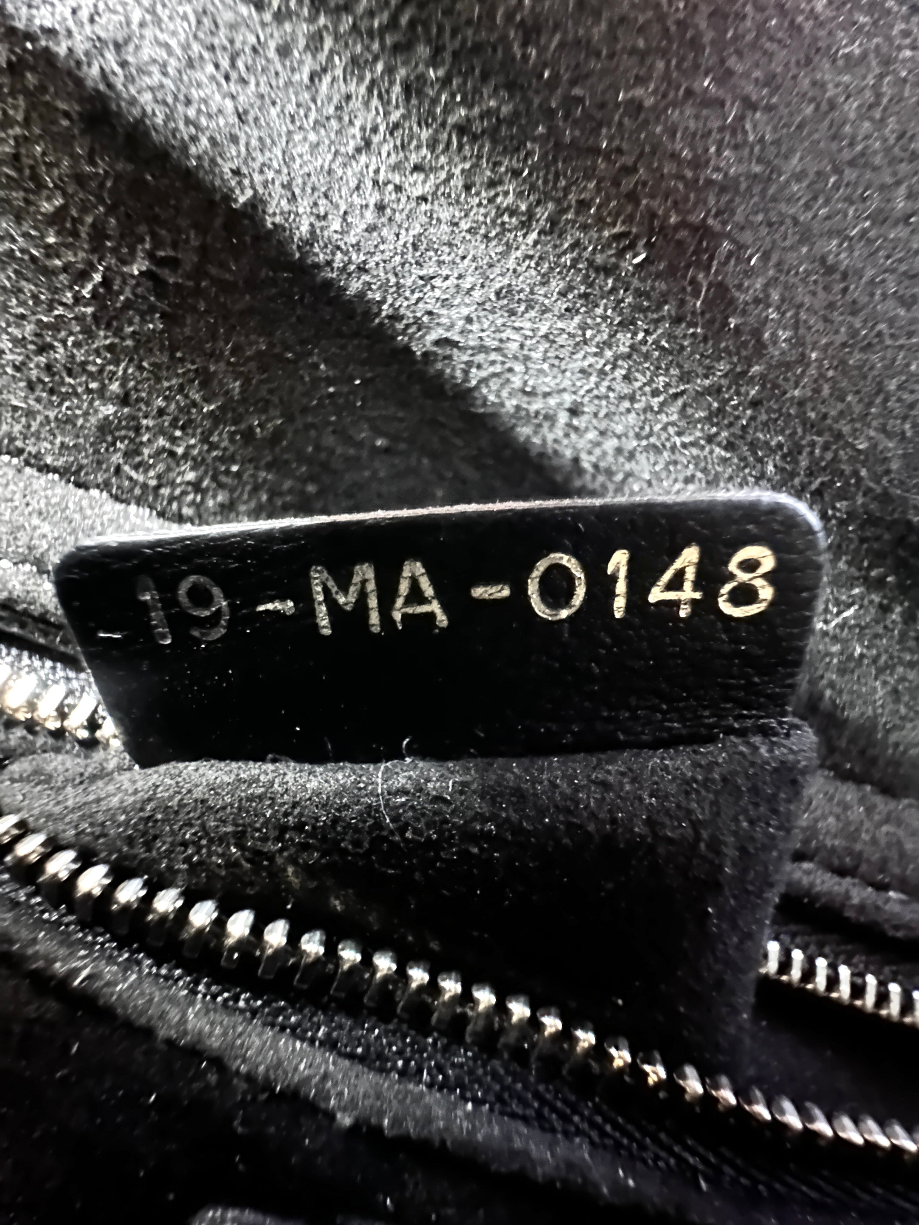 Christian Dior Lady Dior Black Cannage Leather Handle Bag With Silver Charms DR697