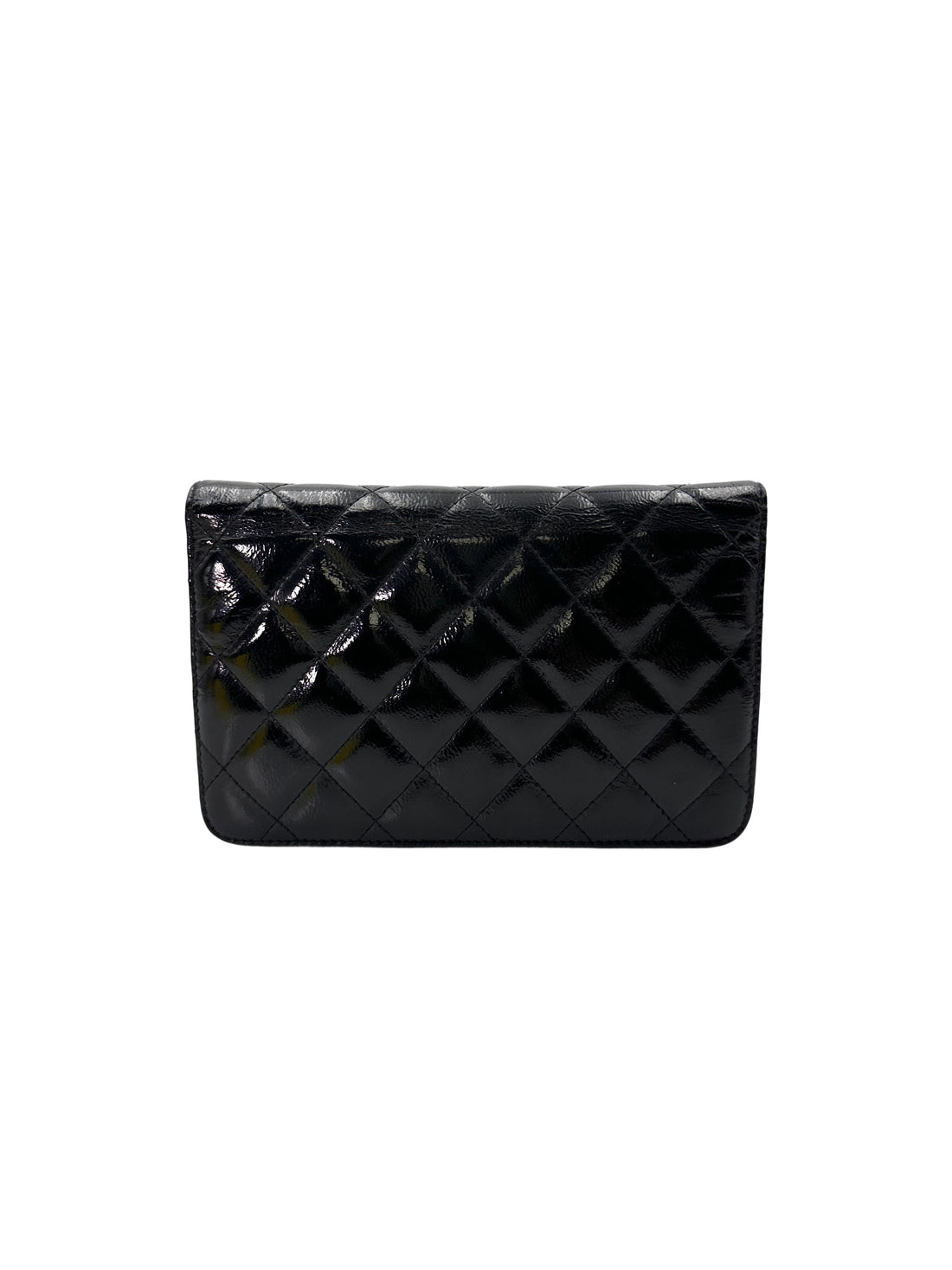 Chanel Black Quilted Patent Leather Wallet On Chain(19***13) CC1836
