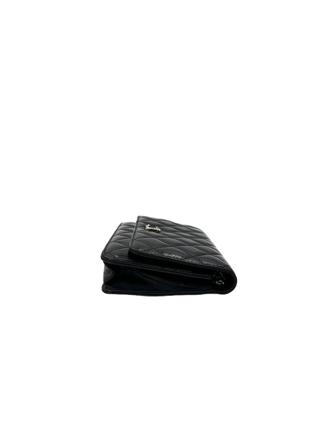 Chanel Black Quilted Patent Leather Wallet On Chain(19***13) CC1836