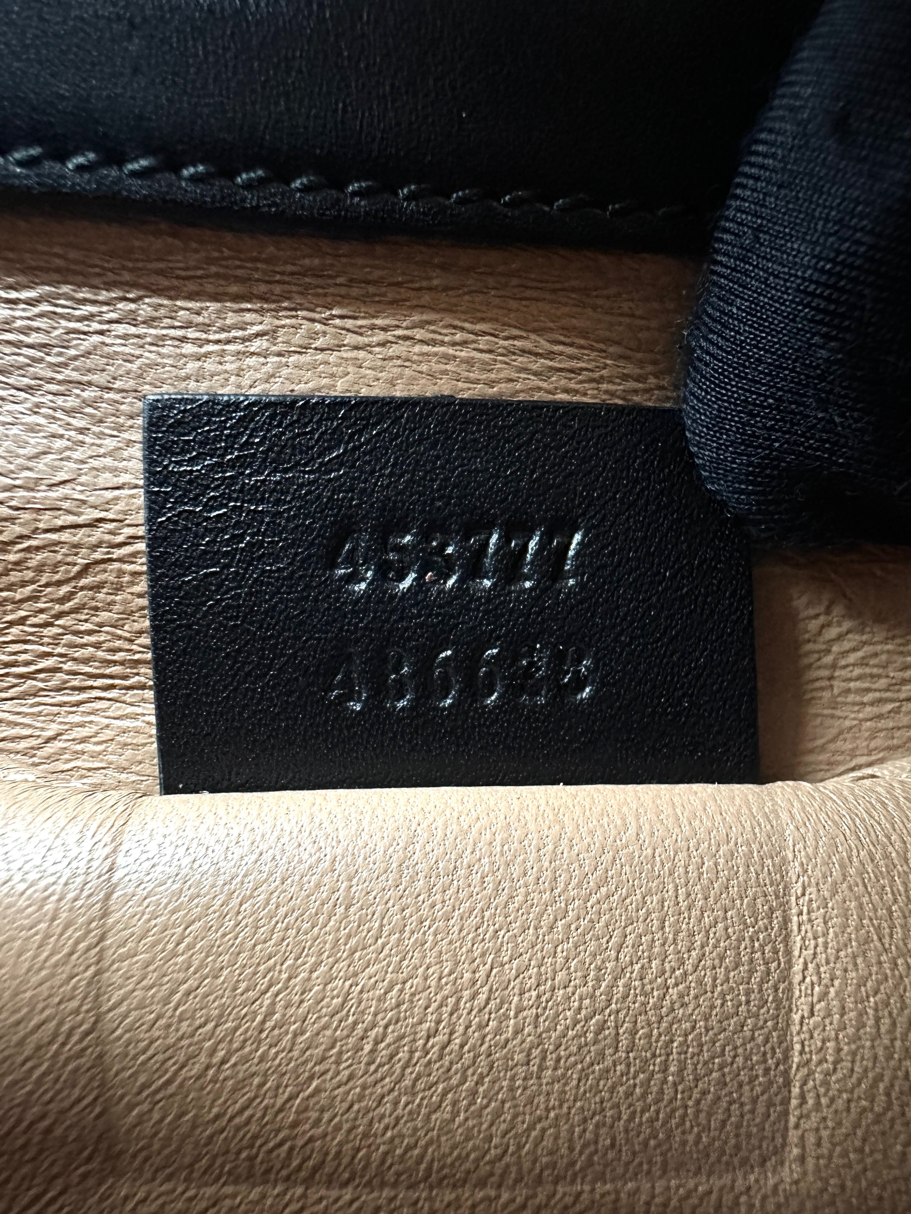Gucci Broadway Black Pearl Studded Leather Shoulder Bag With Tiger Head Buckle GG881