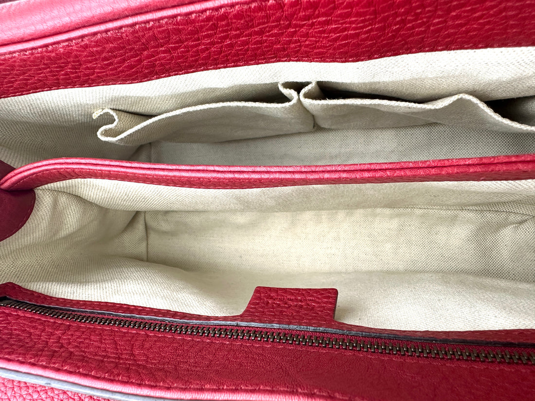 Gucci GG Marmont Red Raffia Woven Shoulder Bag GG873