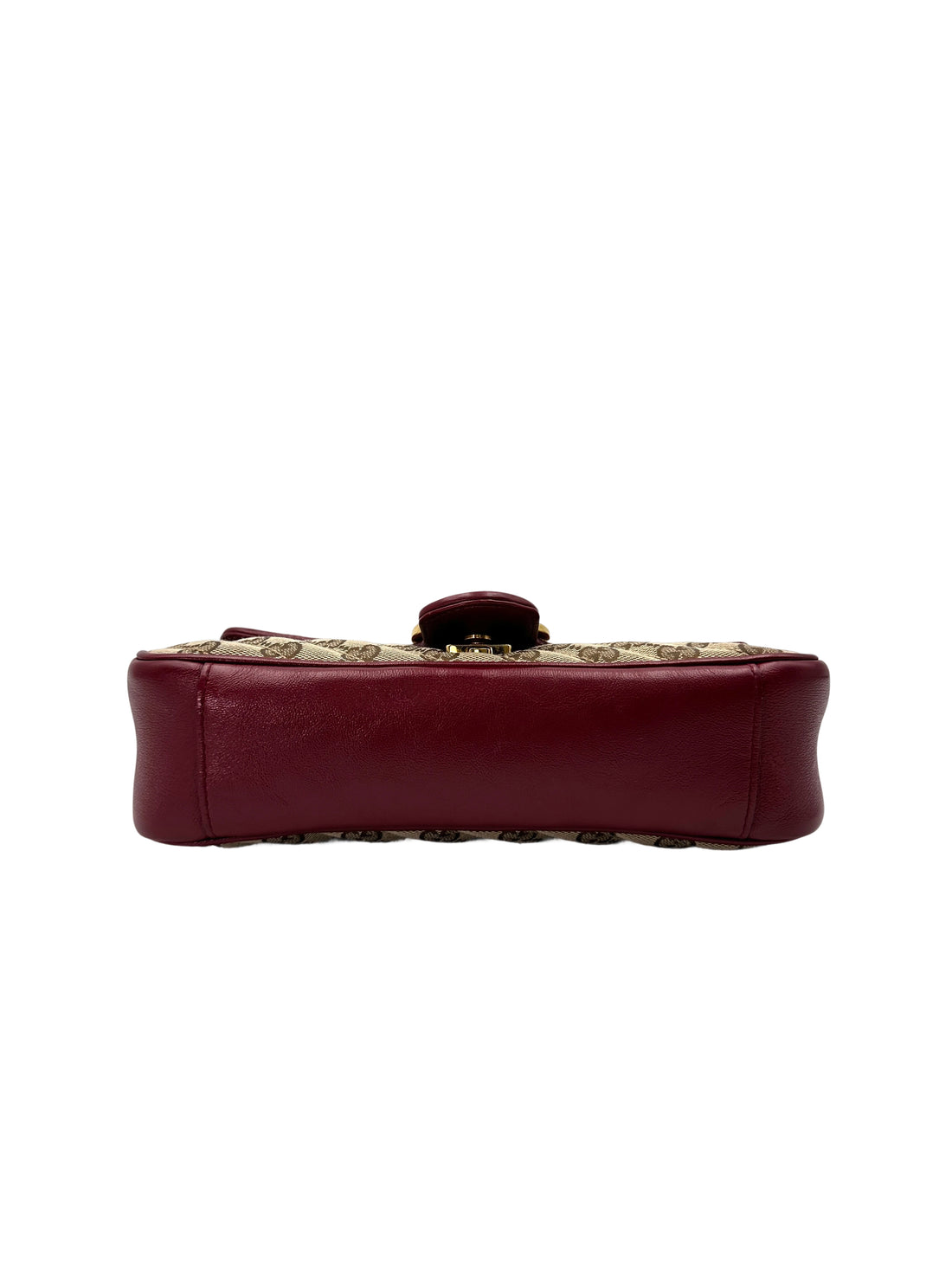 Gucci GG Marmont Beige Canvas Shoulder Bag With Red Trim GG887