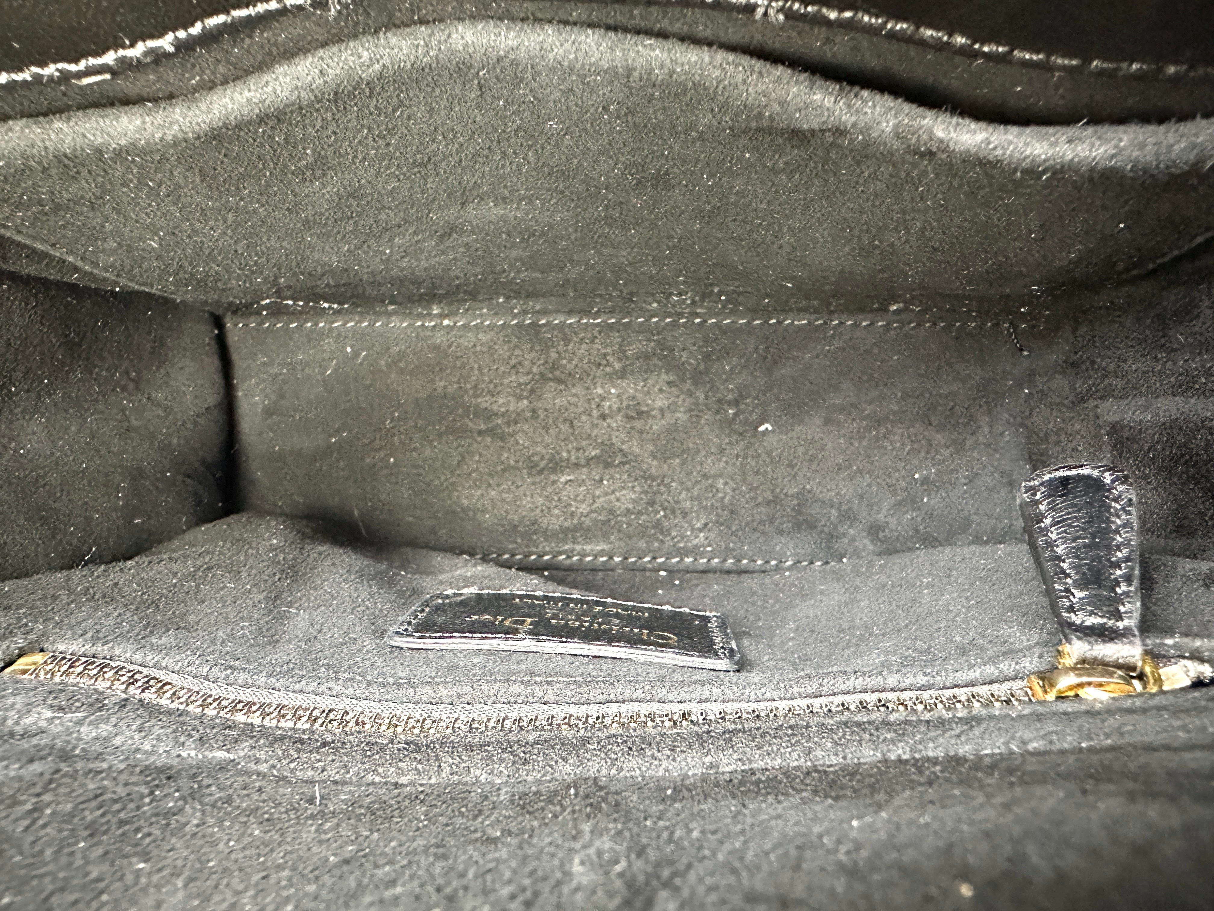 Christian Dior Lady Dior Black Cannage Leather Handle Bag With Gold Charms DR696