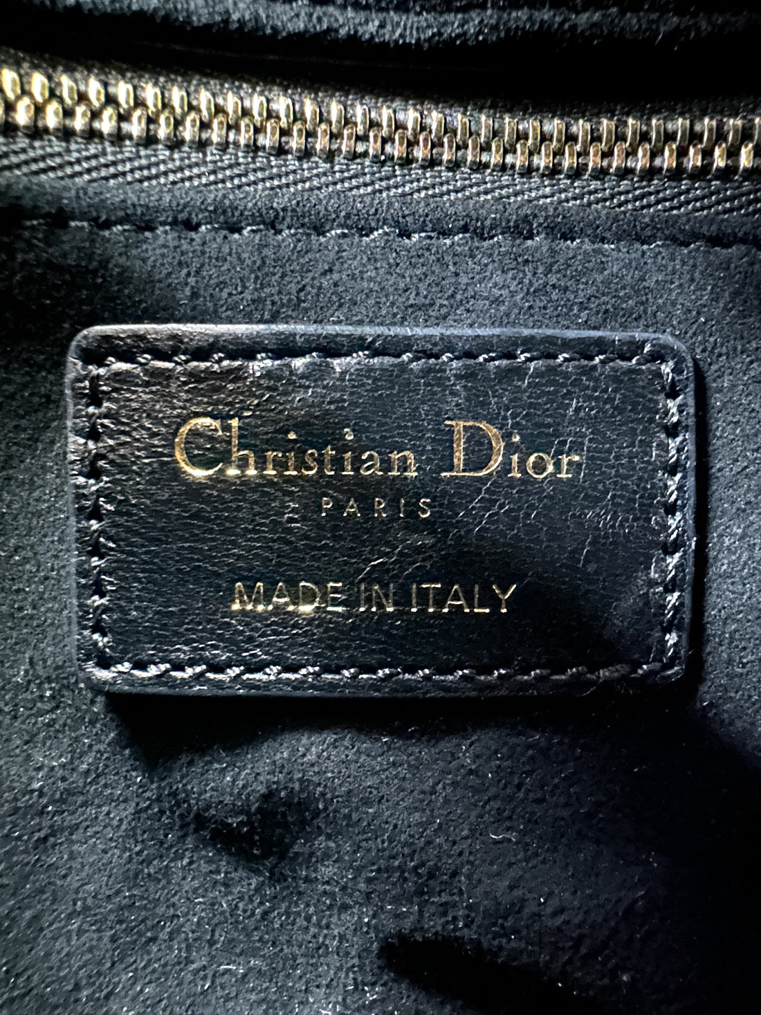 Christian Dior Lady Dior Black Cannage Leather Handle Bag With Gold Charms DR696