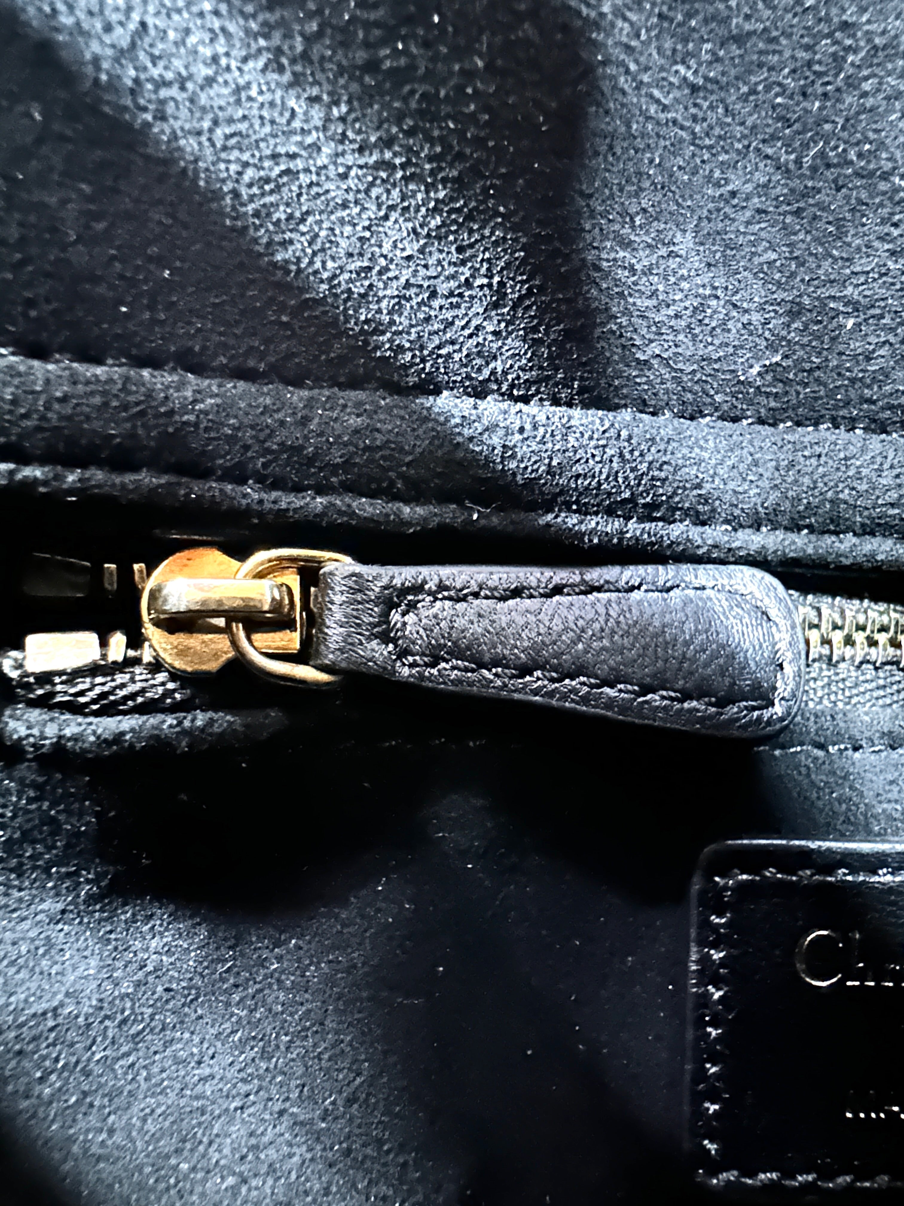 Christian Dior Lady Dior Black Cannage Leather Handle Bag With Gold Charms DR696