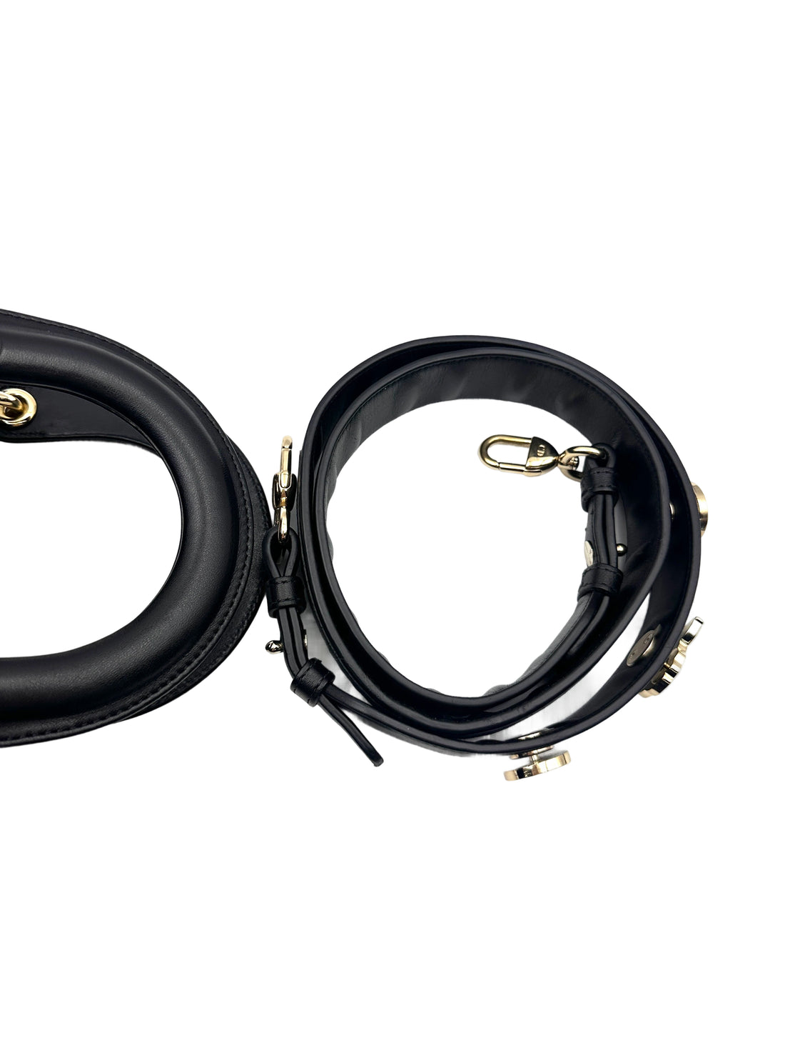 Christian Dior Lady Dior Black Cannage Leather Handle Bag With Gold Charms DR696