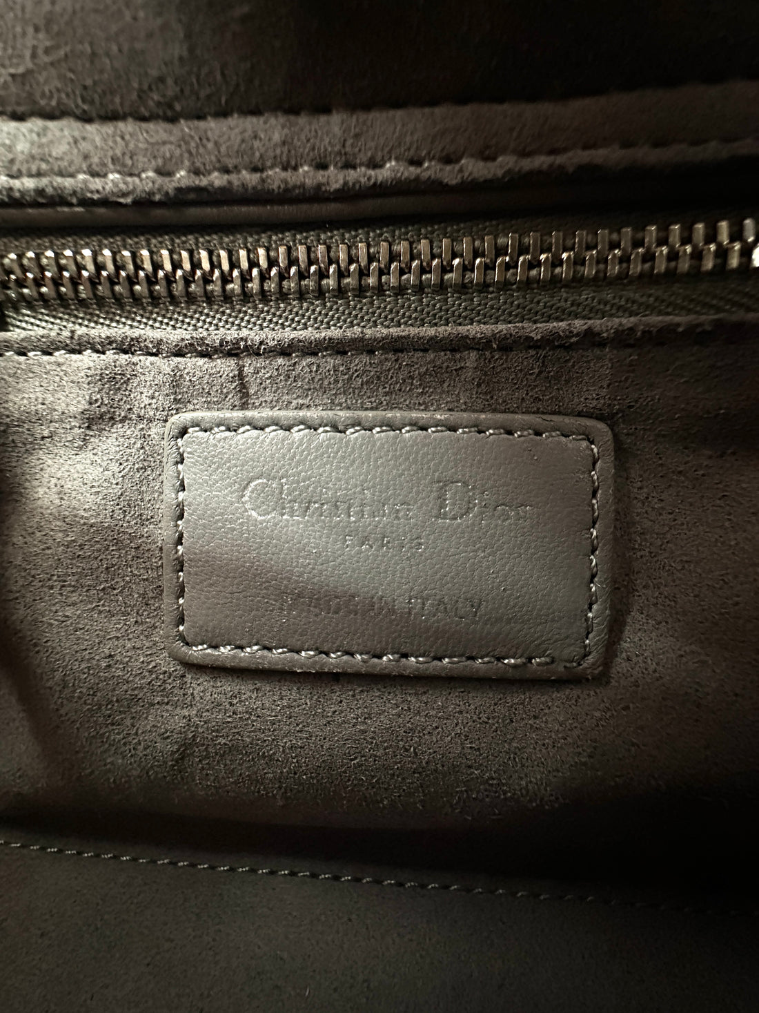 Christian Dior Lady Dior Grey Cannage Leather Handle Bag With Silver Charms DR698