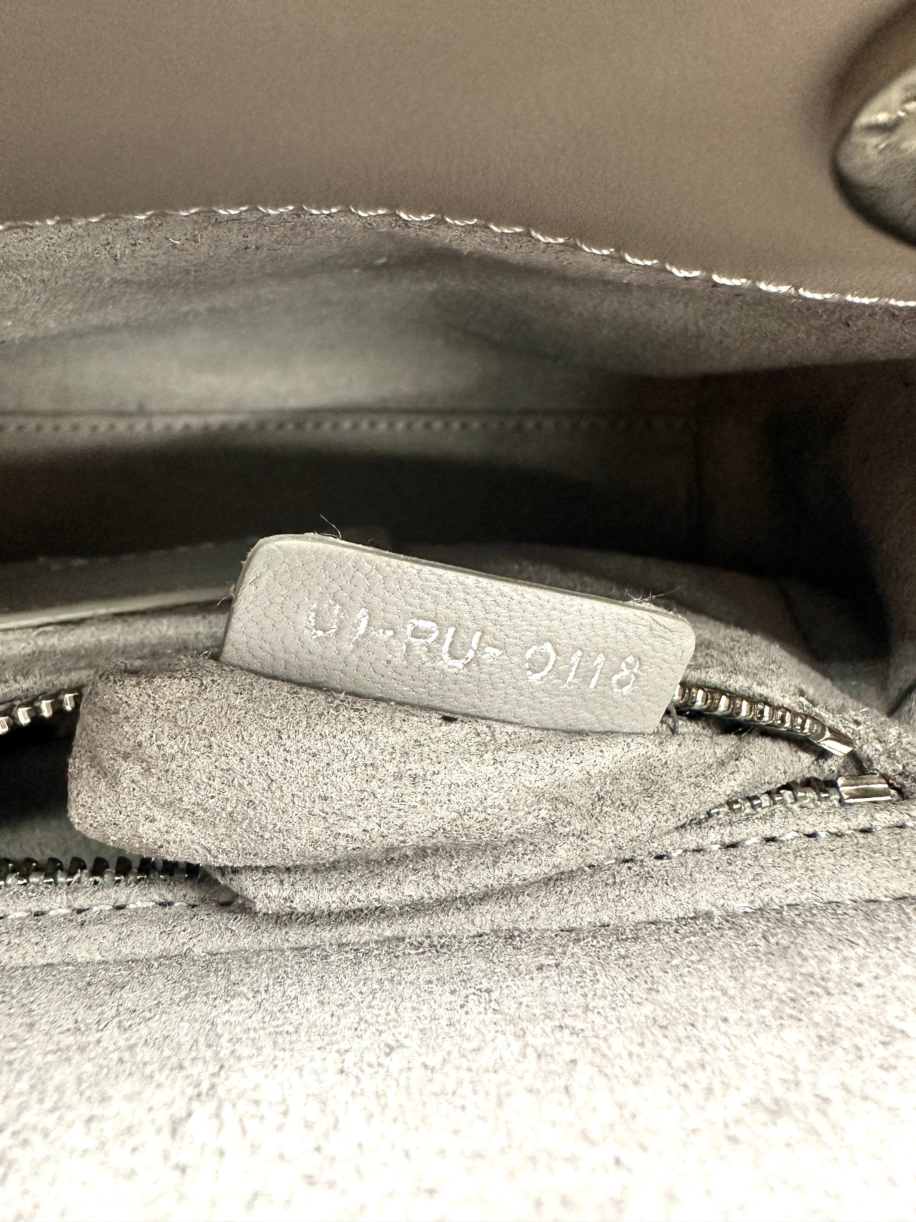 Christian Dior Lady Dior Grey Cannage Leather Handle Bag With Silver Charms DR698
