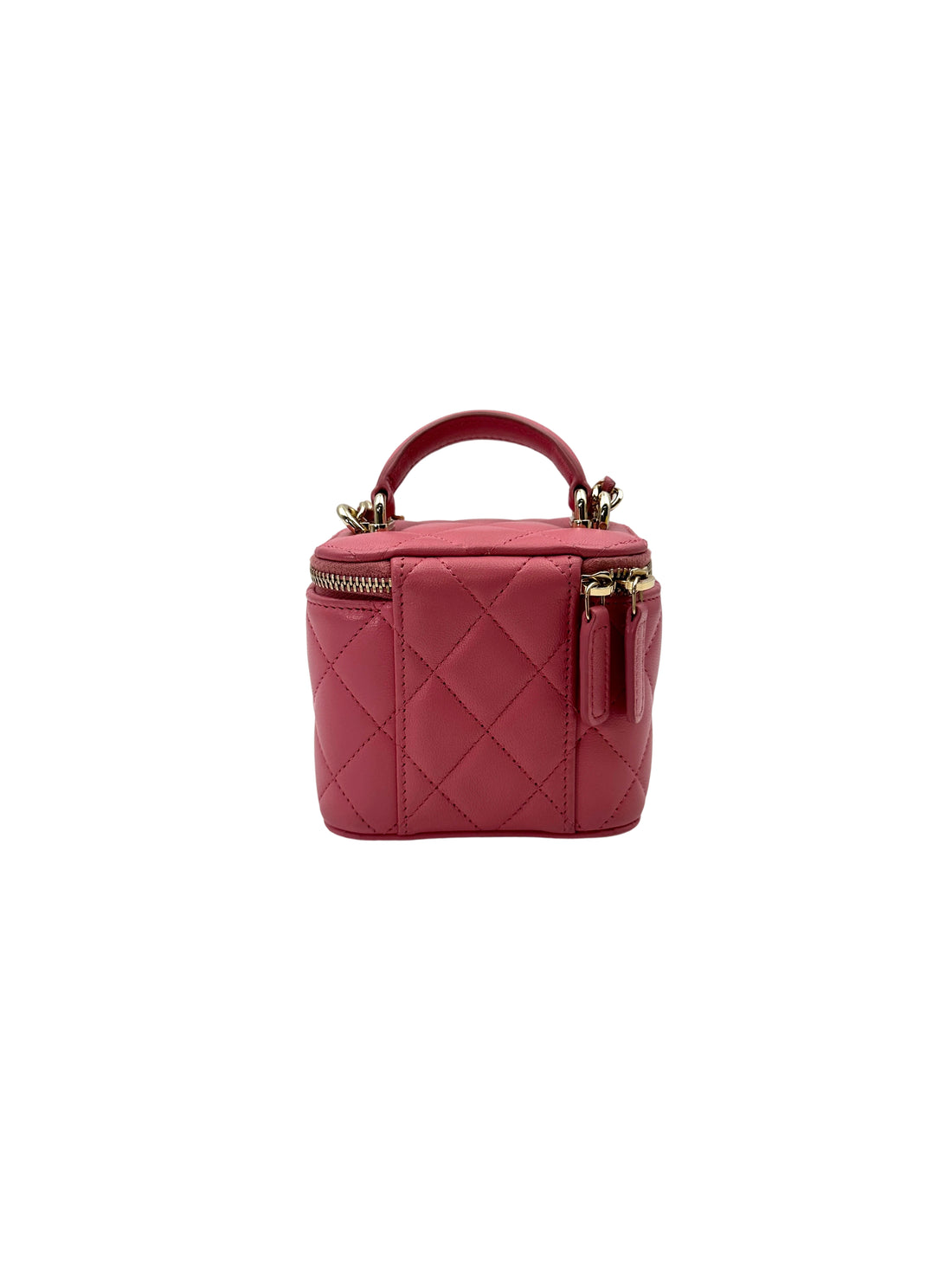 Chanel 22A Pink Quilted Lambskin Top Handle Vanity Case(EE***7C) CC1837