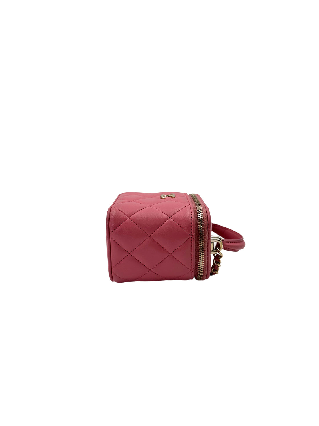 Chanel 22A Pink Quilted Lambskin Top Handle Vanity Case(EE***7C) CC1837