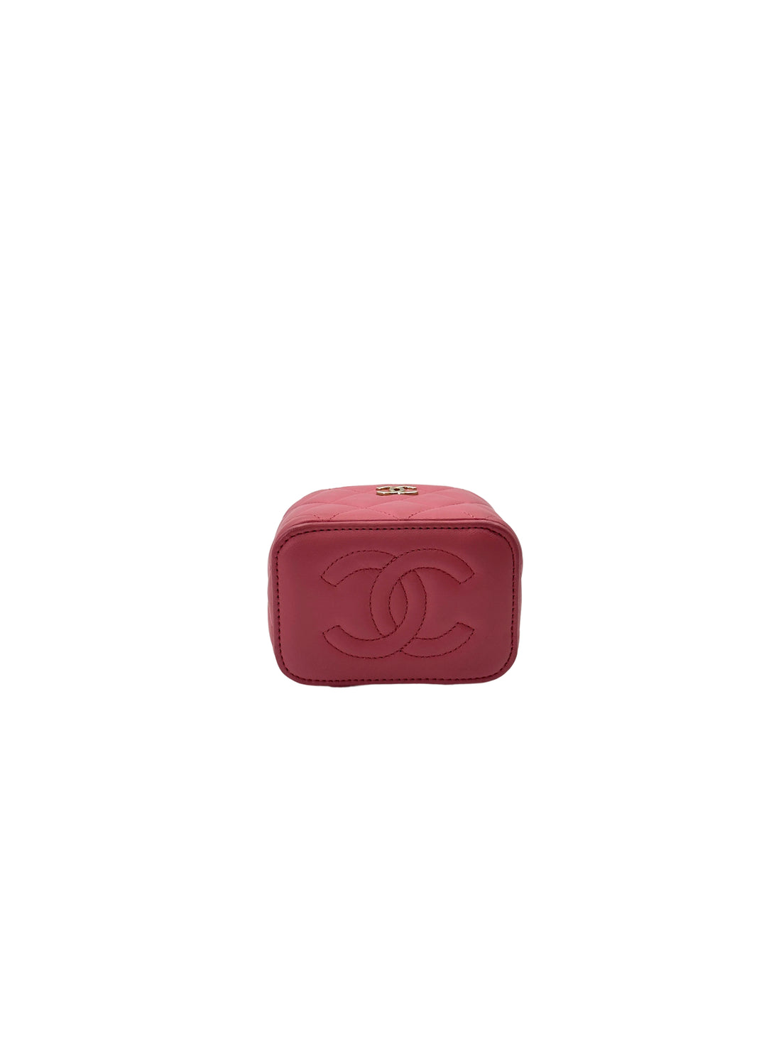 Chanel 22A Pink Quilted Lambskin Top Handle Vanity Case(EE***7C) CC1837
