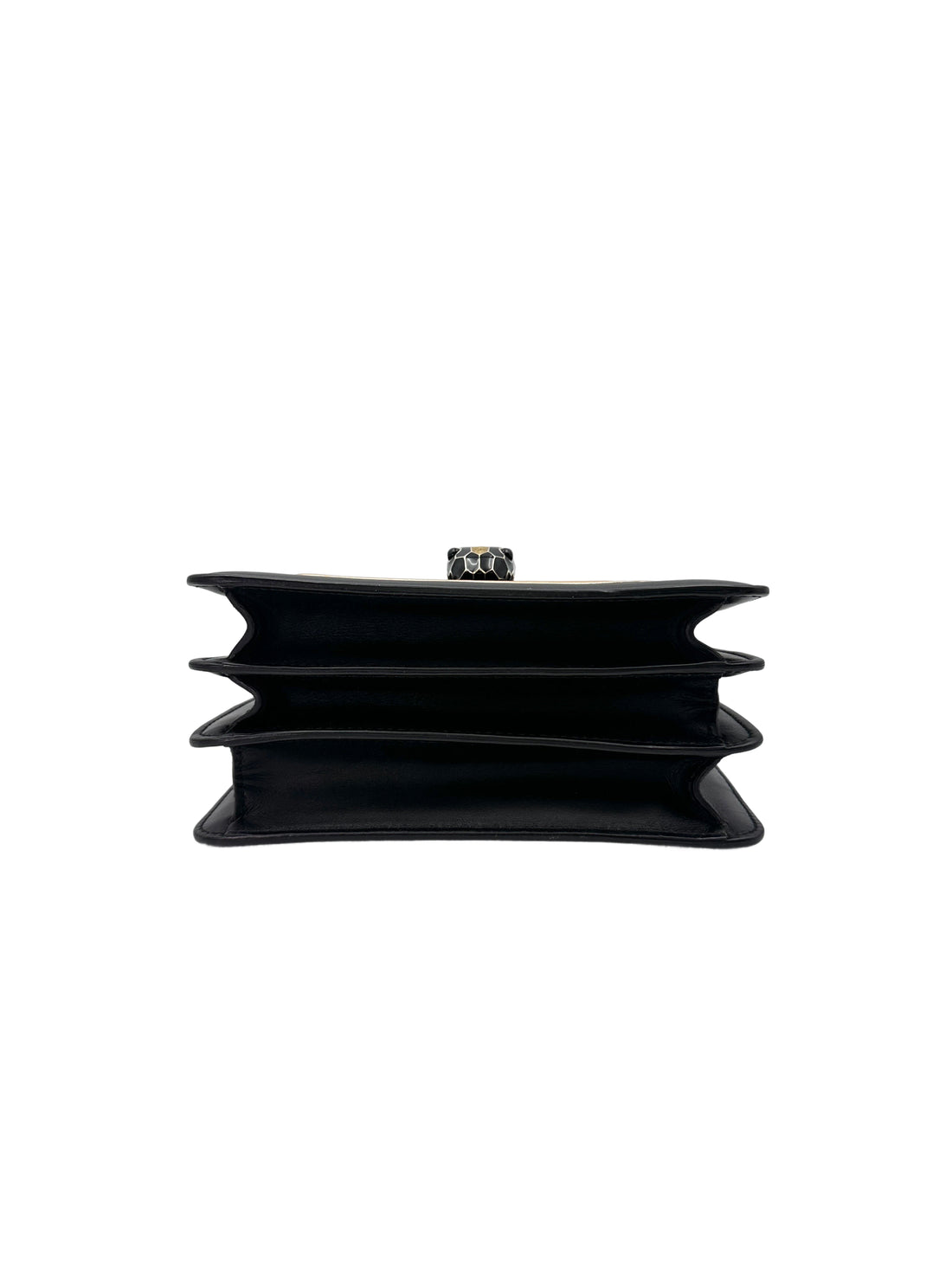 Bvlgari Serpenti Forever Black Leather Handle Bag With Gold Trim BS39