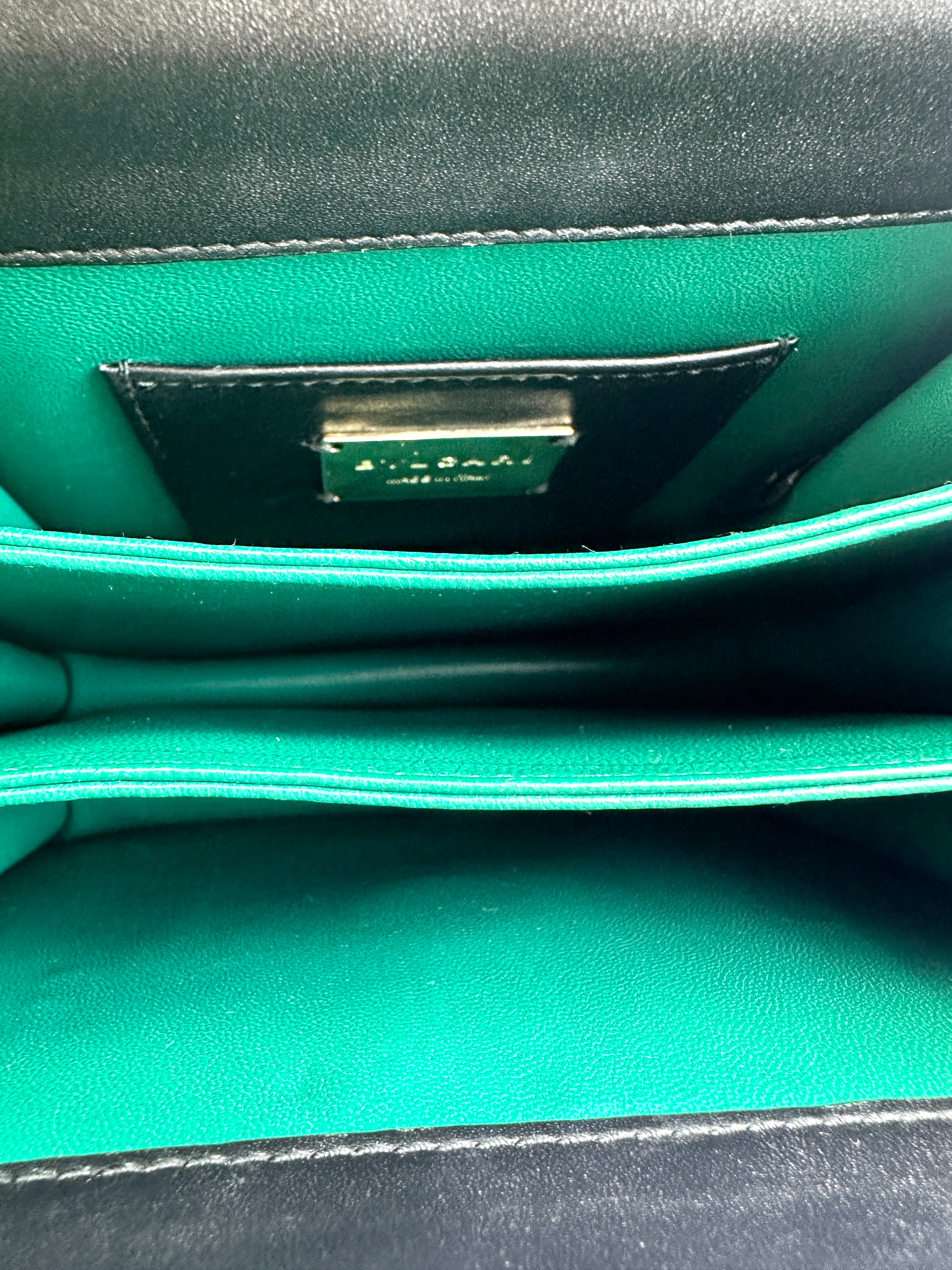Bvlgari Serpenti Forever Black Leather Handle Bag With Gold Trim BS39