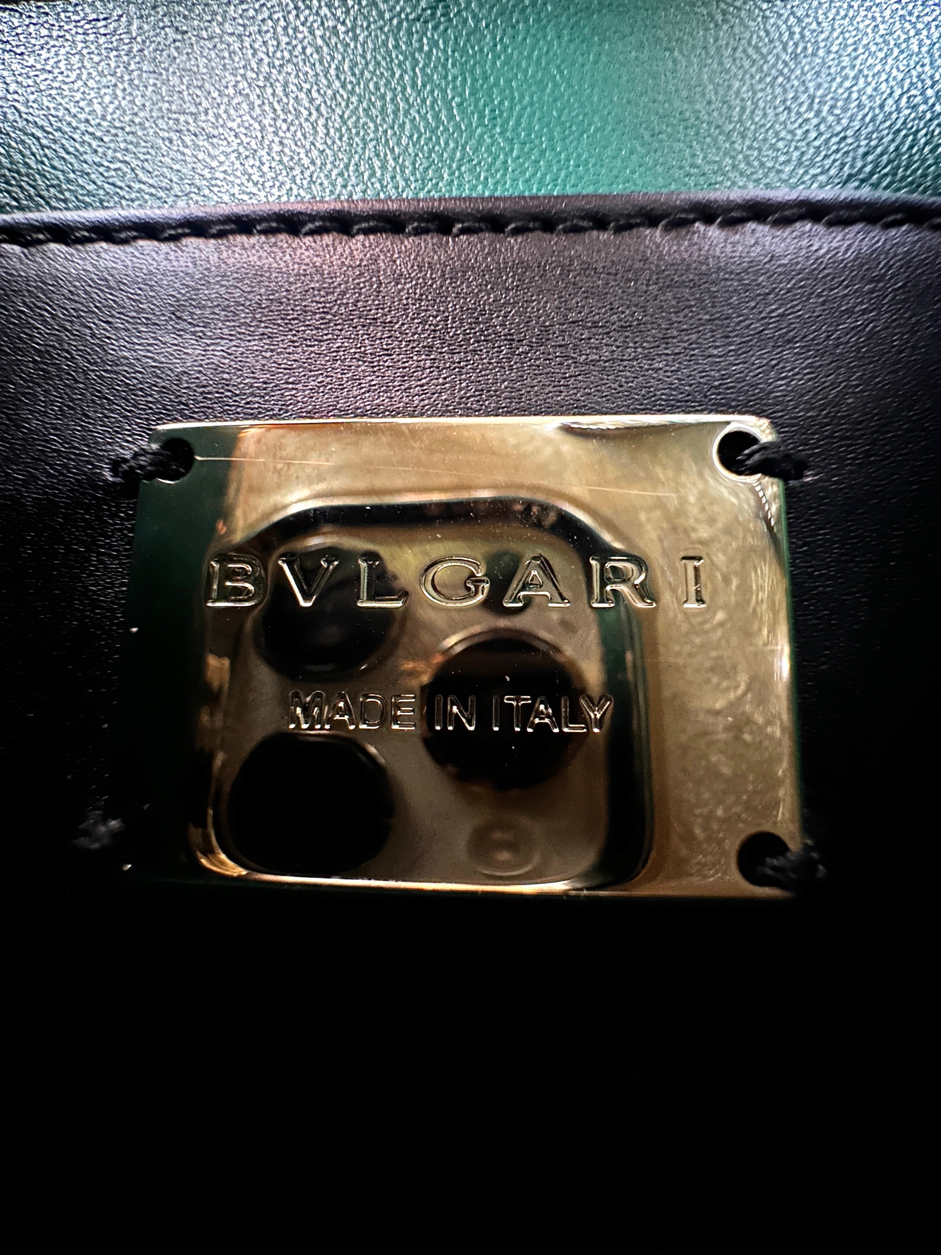 Bvlgari Serpenti Forever Black Leather Handle Bag With Gold Trim BS39