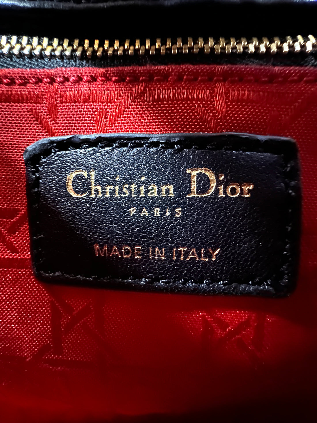 Christian Dior Lady Dior Black Cannage Leather Handle Bag With Gold Charms DR692