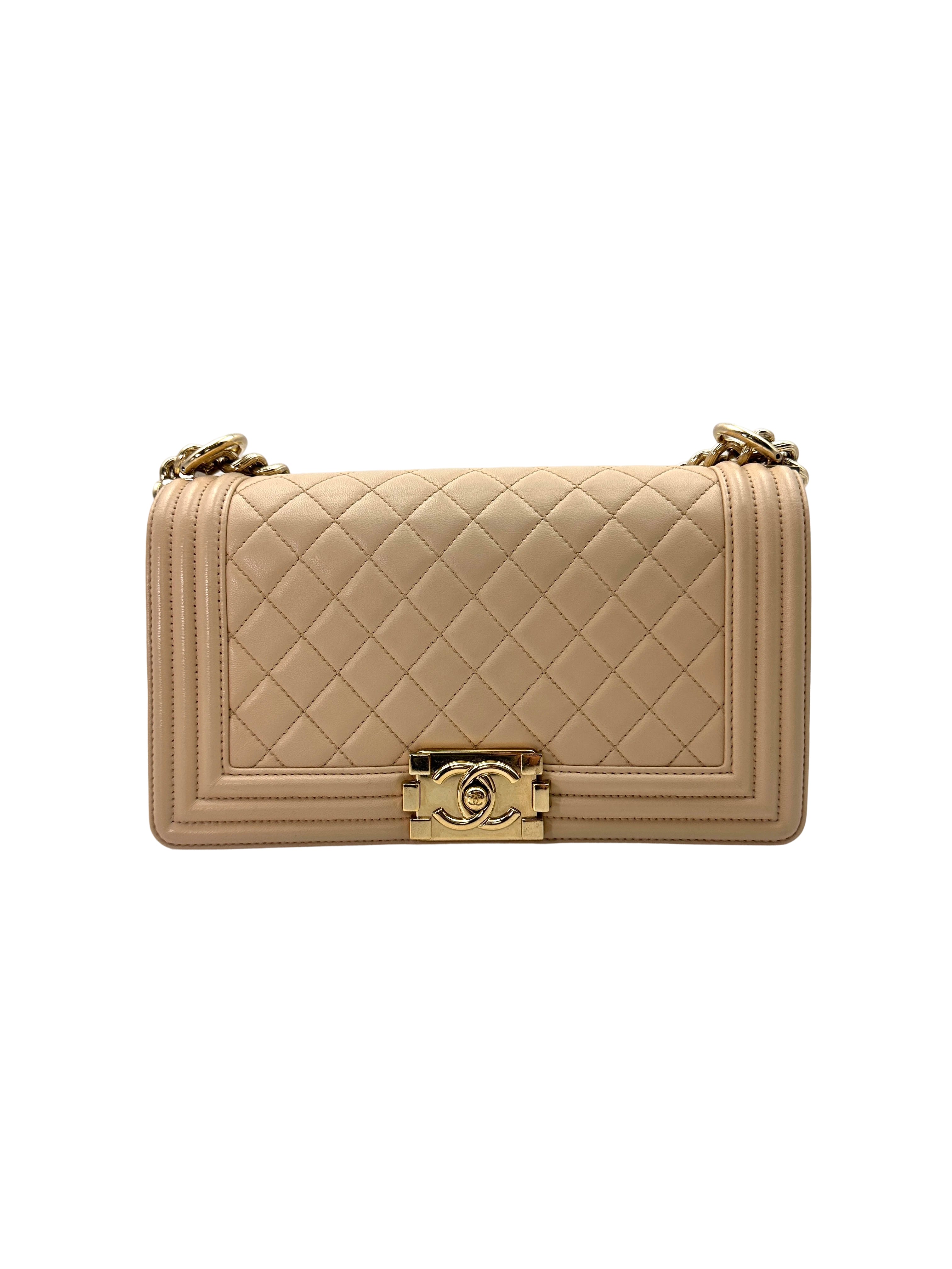 Chanel LeBoy White Quilted Leather Flap Bag With Gold Buckle(24***08) CC1835