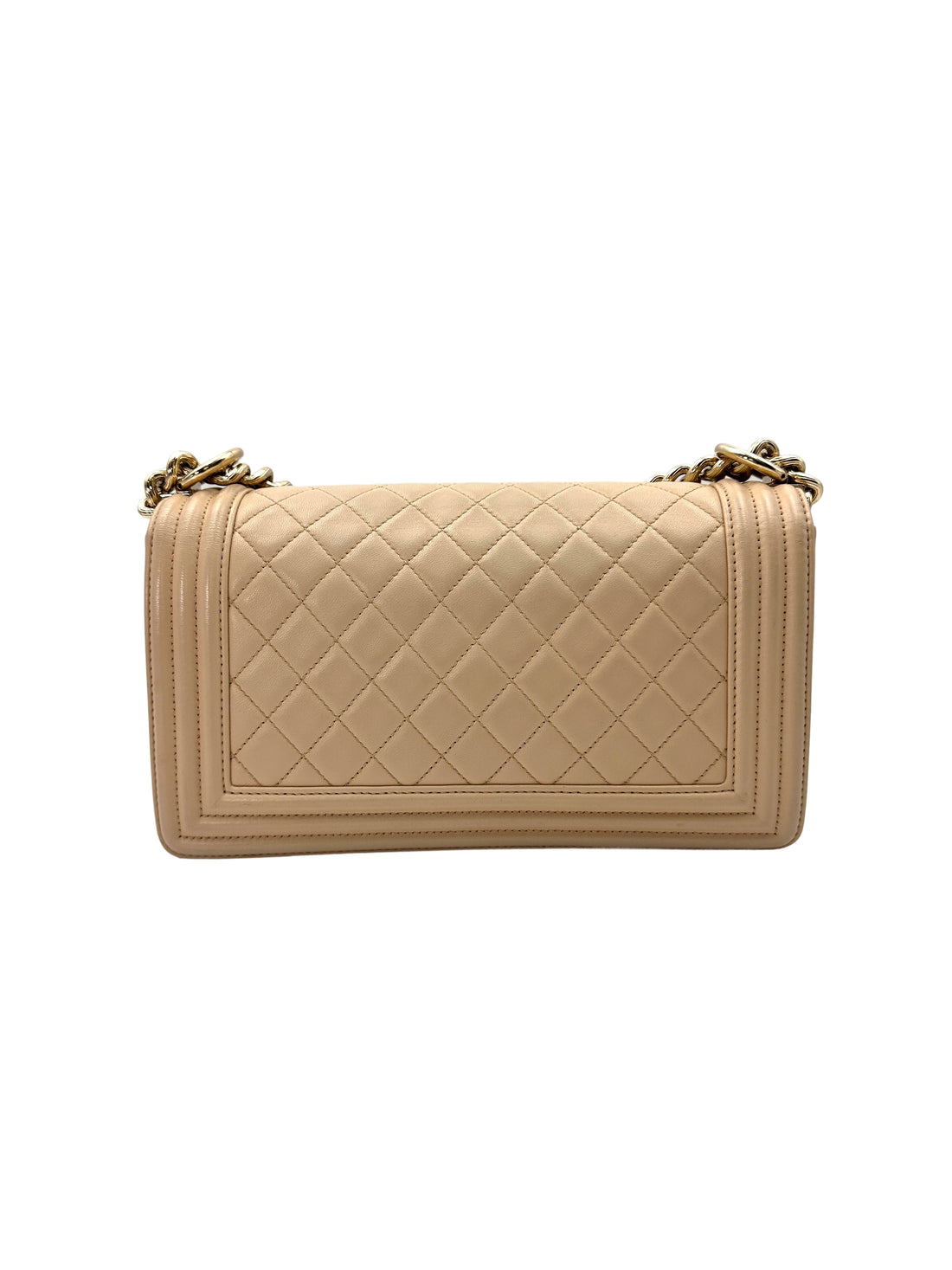 Chanel LeBoy White Quilted Leather Flap Bag With Gold Buckle(24***08) CC1835