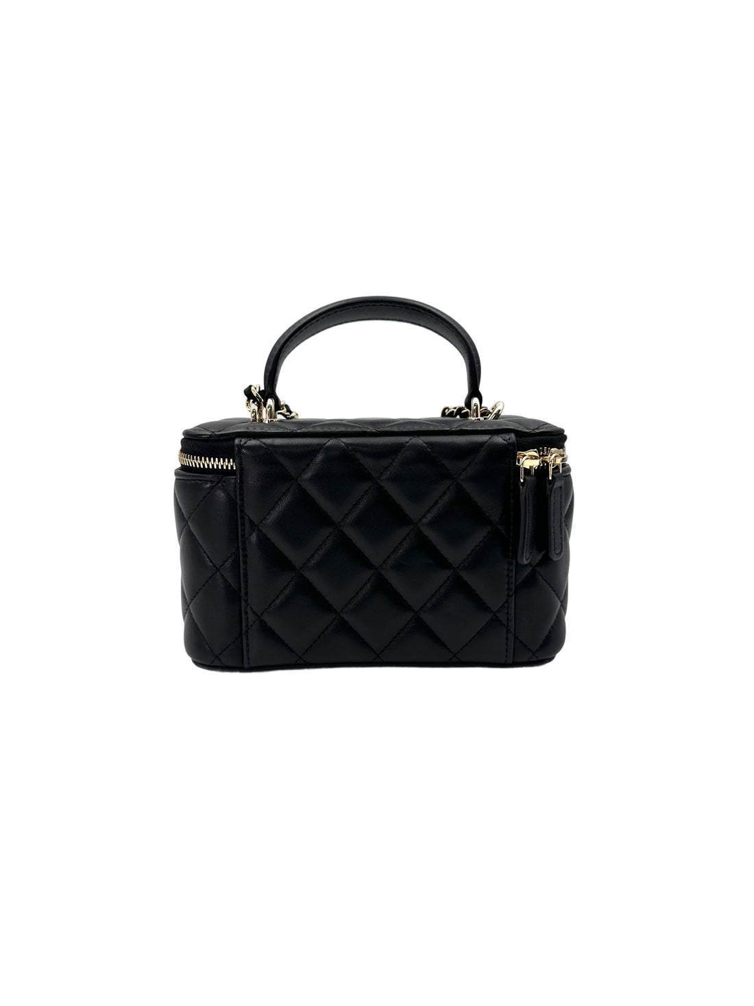 Chanel Black Quilted Lambskin Top Handle Vanity Case(CE***HC) IRIS187