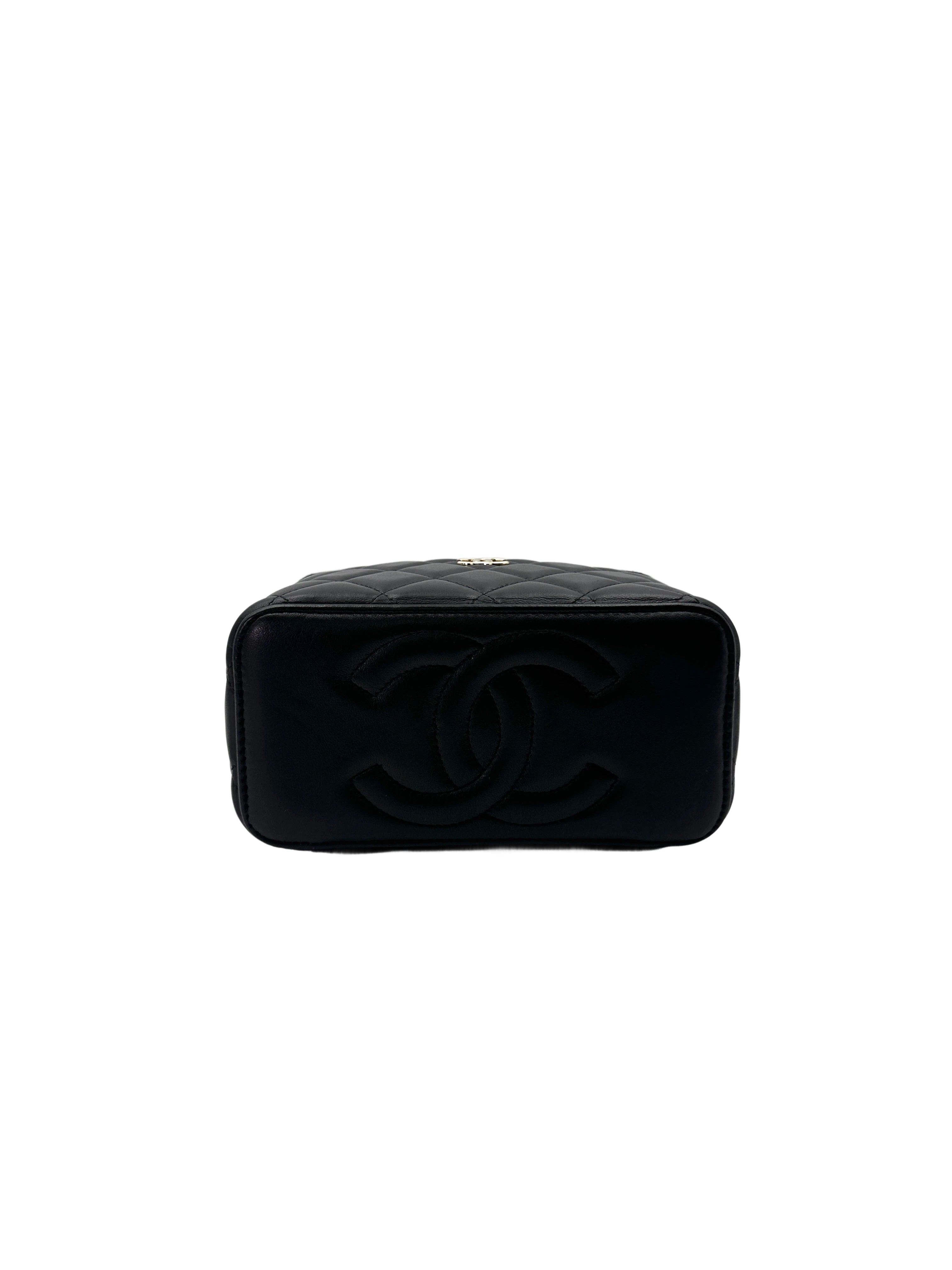 Chanel Black Quilted Lambskin Top Handle Vanity Case(CE***HC) IRIS187
