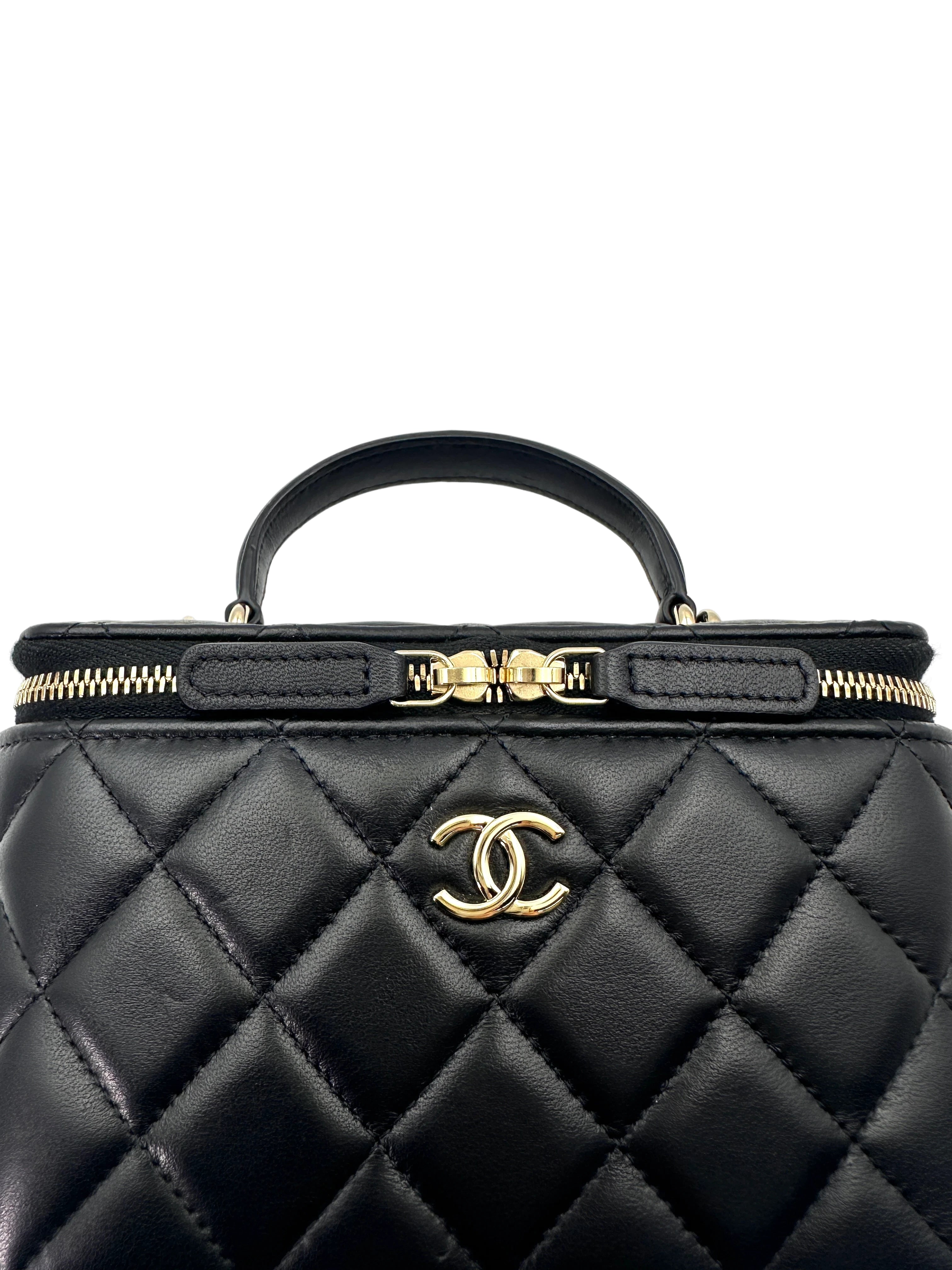 Chanel Black Quilted Lambskin Top Handle Vanity Case(CE***HC) IRIS187