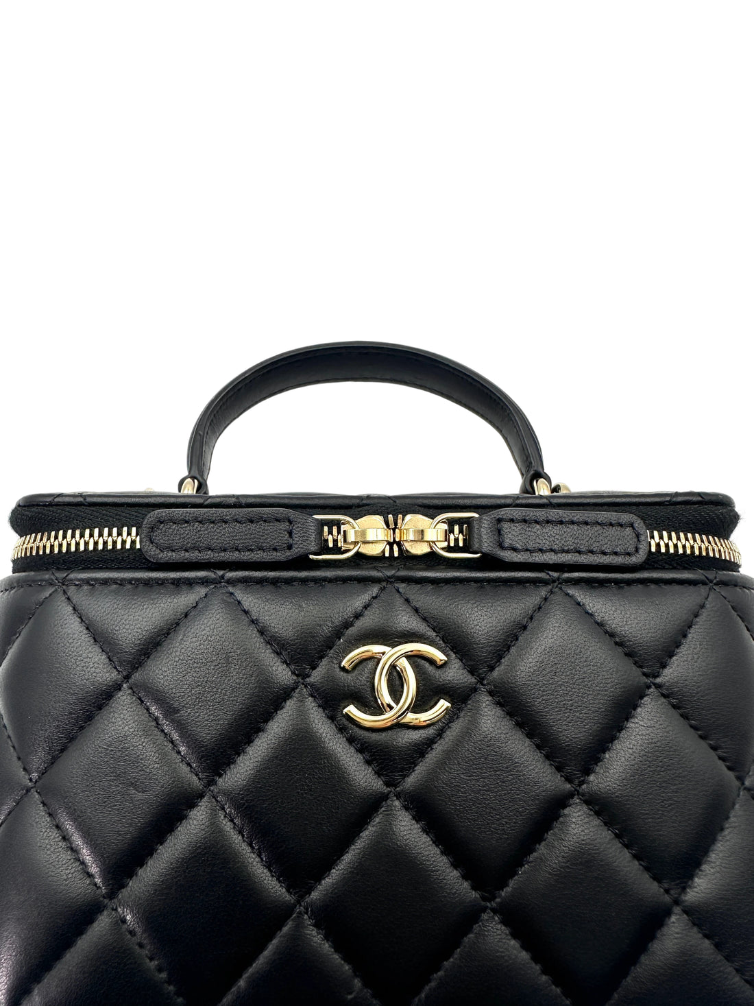 Chanel Black Quilted Lambskin Top Handle Vanity Case(CE***HC) IRIS187