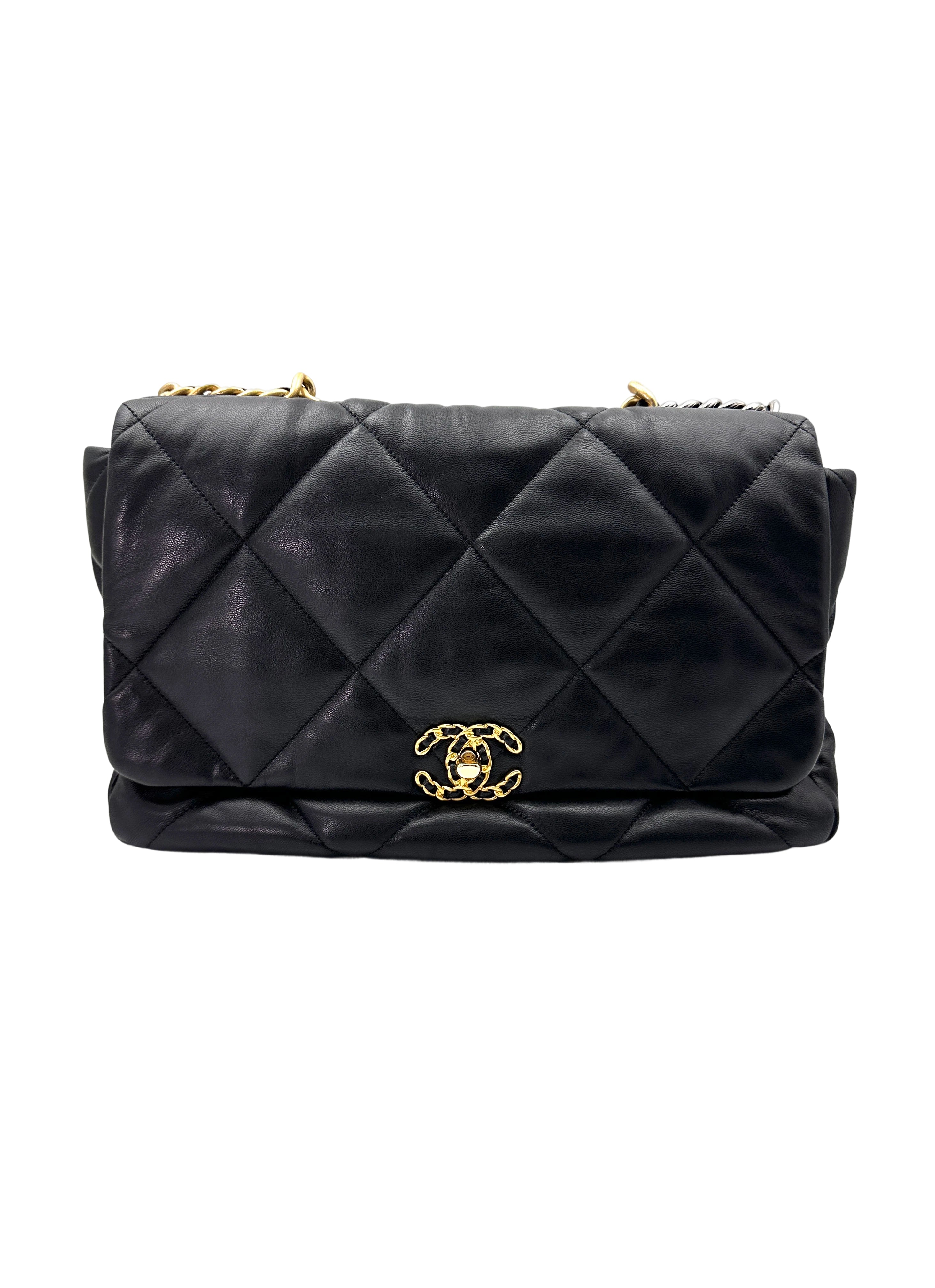 Chanel 19Bag Black Quilted Lambskin Max Flap Bag With Gold Hardware(28***52) CC1832