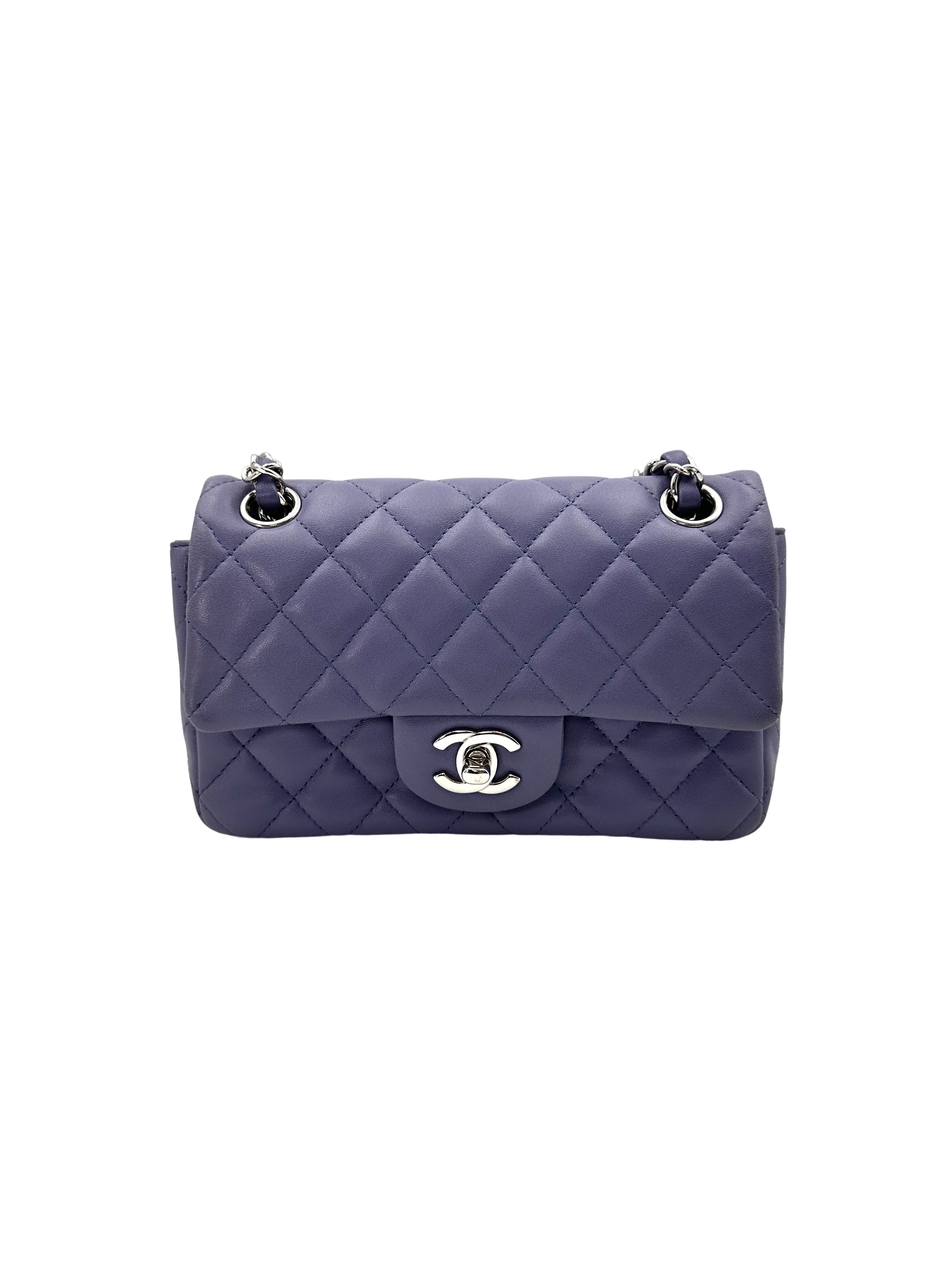 Chanel Metallic Purple Quilted Leather Flap Bag With Silver Buckle(15***65) IRIS189