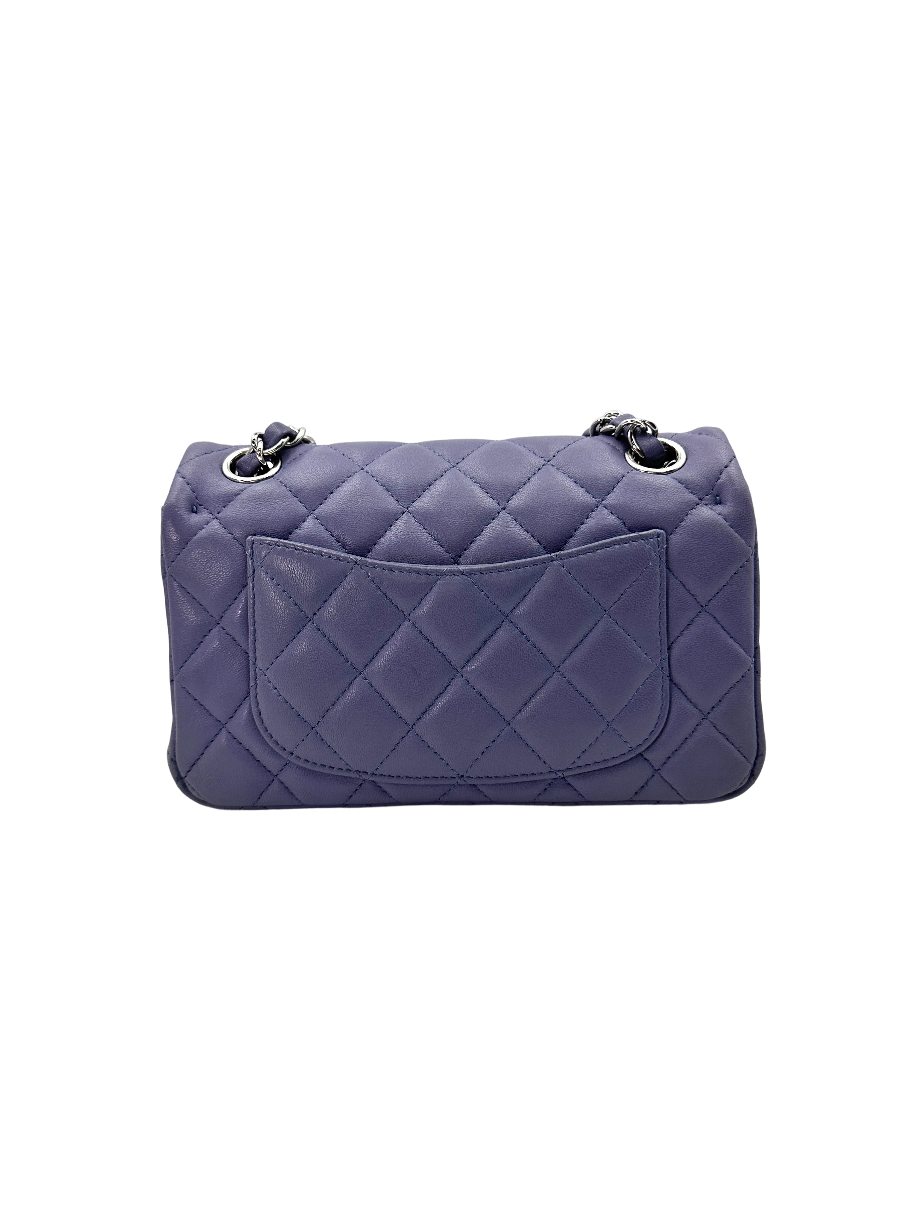 Chanel Metallic Purple Quilted Leather Flap Bag With Silver Buckle(15***65) IRIS189