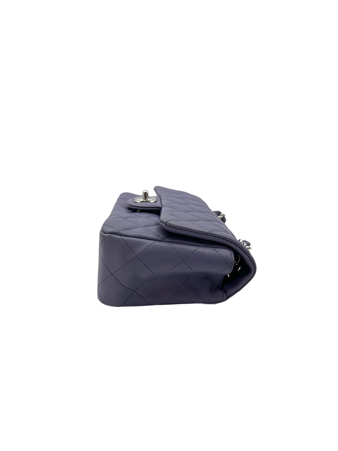 Chanel Metallic Purple Quilted Leather Flap Bag With Silver Buckle(15***65) IRIS189