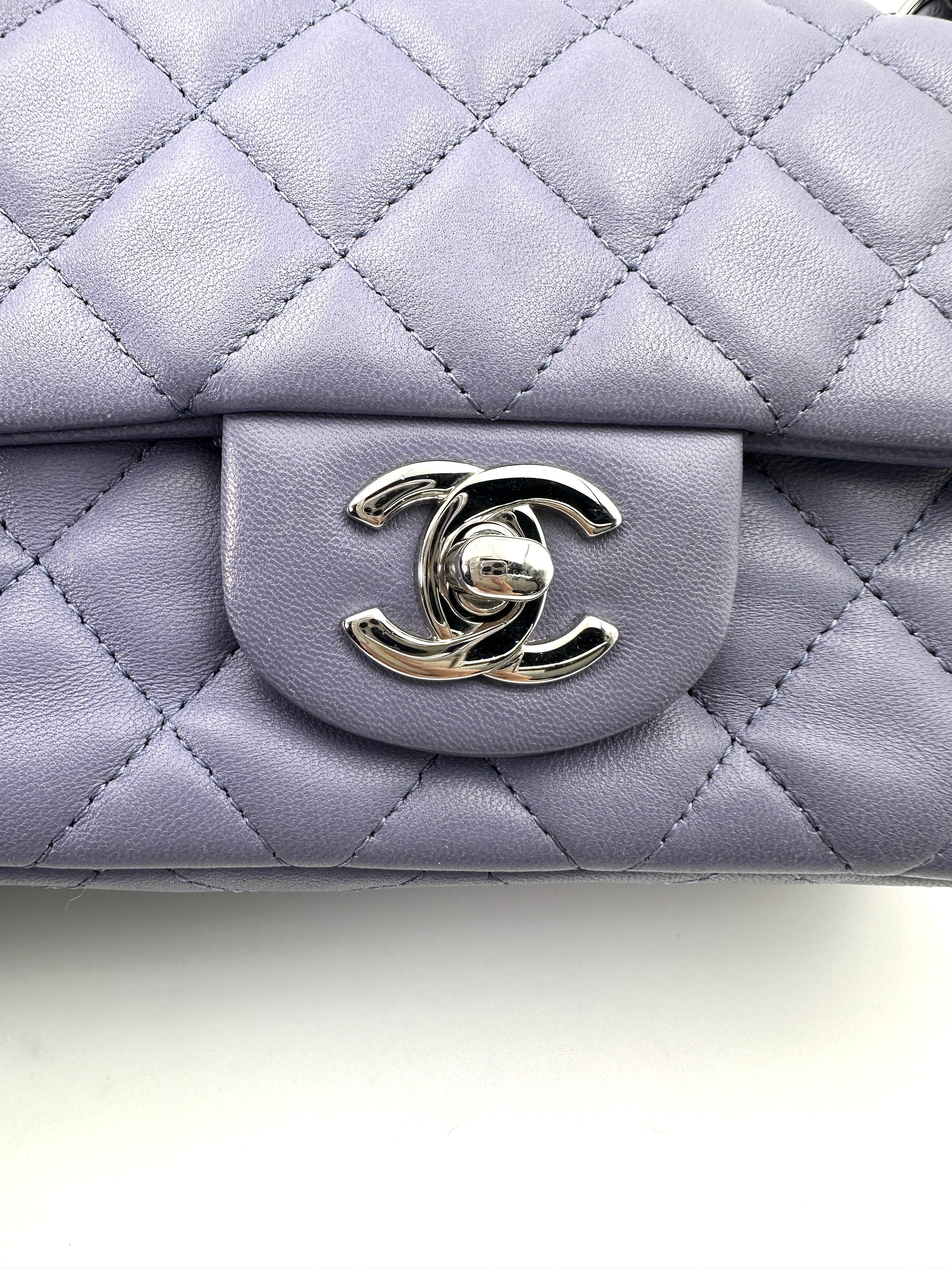 Chanel Metallic Purple Quilted Leather Flap Bag With Silver Buckle(15***65) IRIS189