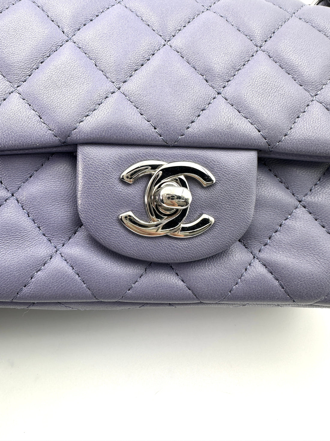 Chanel Metallic Purple Quilted Leather Flap Bag With Silver Buckle(15***65) IRIS189