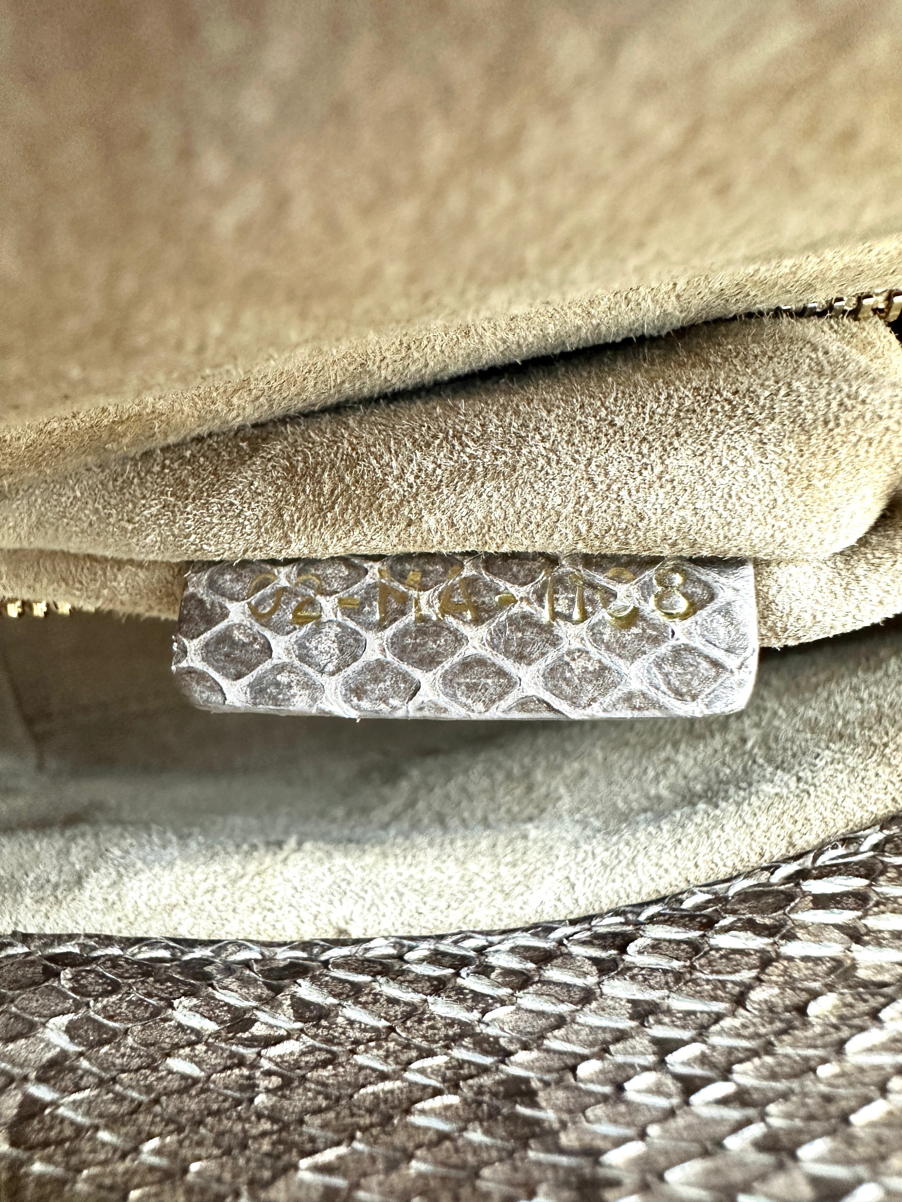 Christian Dior Lady Dior Metallic Gold Python Leather Handle Bag With Gold Charms DR691