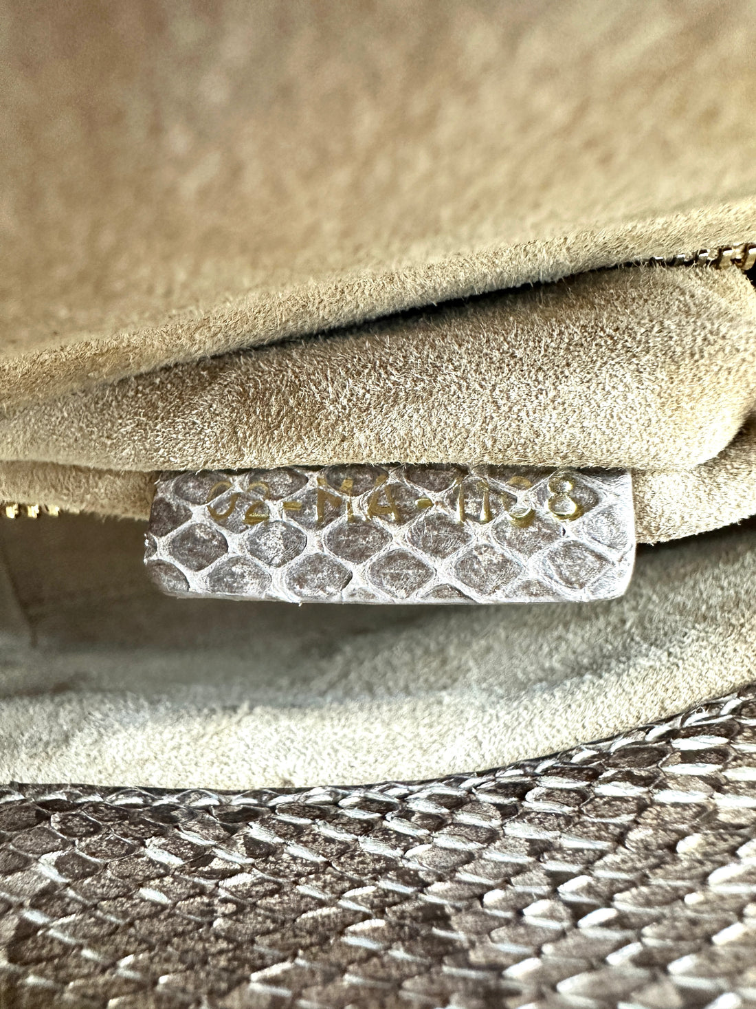 Christian Dior Lady Dior Metallic Gold Python Leather Handle Bag With Gold Charms DR691