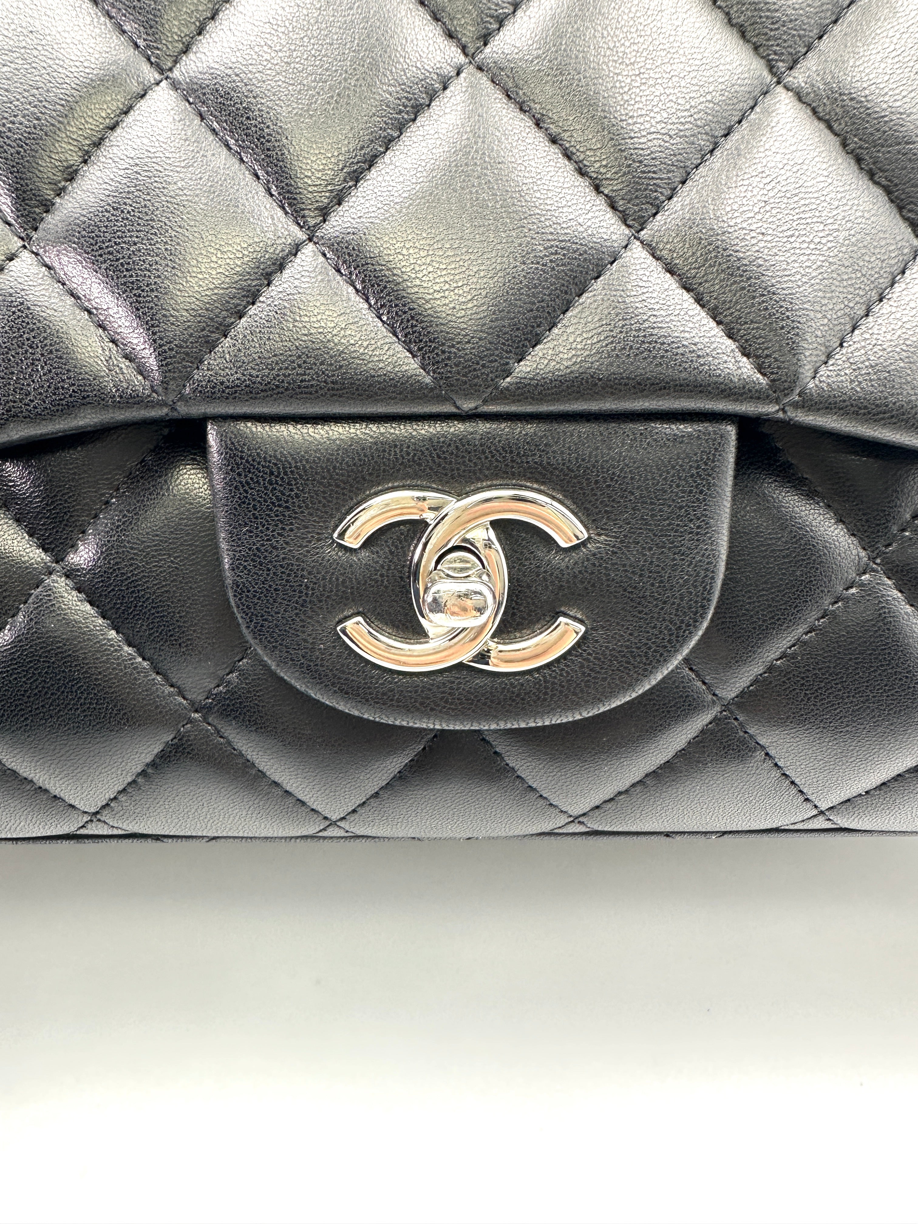 Chanel Classic Flap Black Quilted Lambskin Maxi Flap Bag With Silver Buckle(13***54) IRIS186
