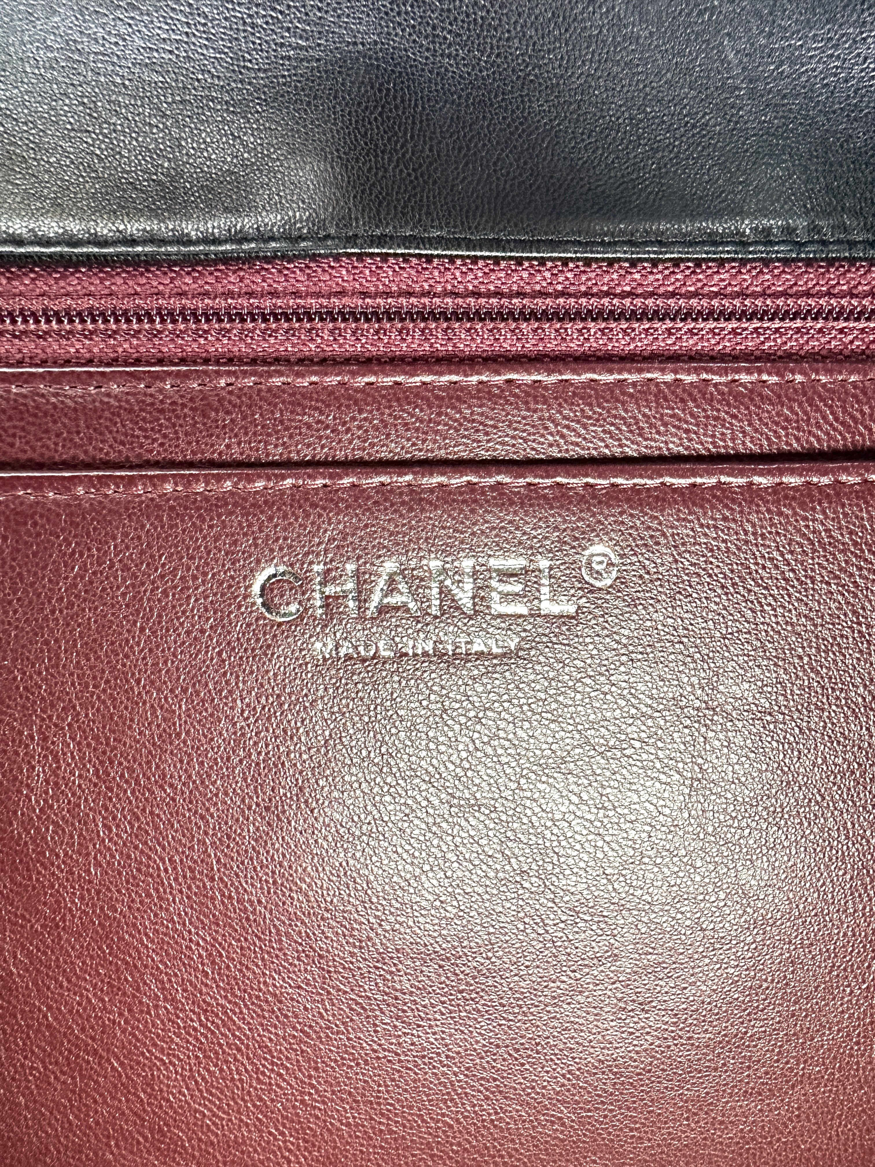 Chanel Classic Flap Black Quilted Lambskin Maxi Flap Bag With Silver Buckle(13***54) IRIS186