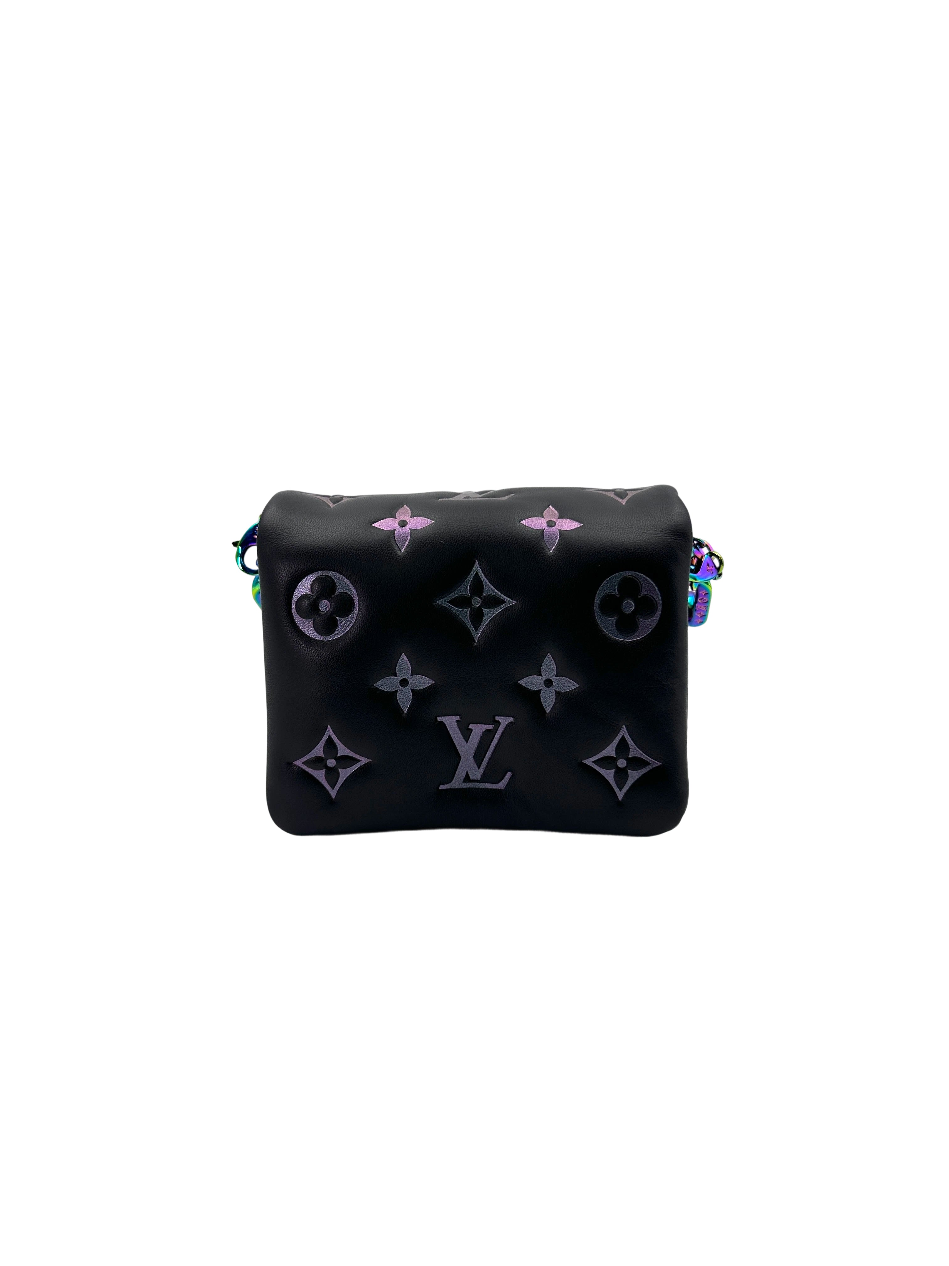 Louis Vuitton LV Ski Collection Coussion Black Monogram Empreinte Embossed Bag With Iridescent Hardware LV2503