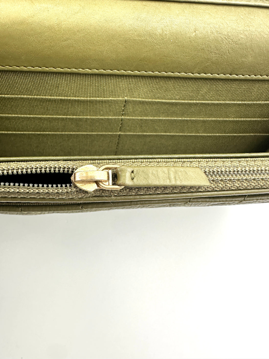 Chanel Green Chevron Quilted Leather Wallet On Chain With Gold Hardware(22***41) CC1825
