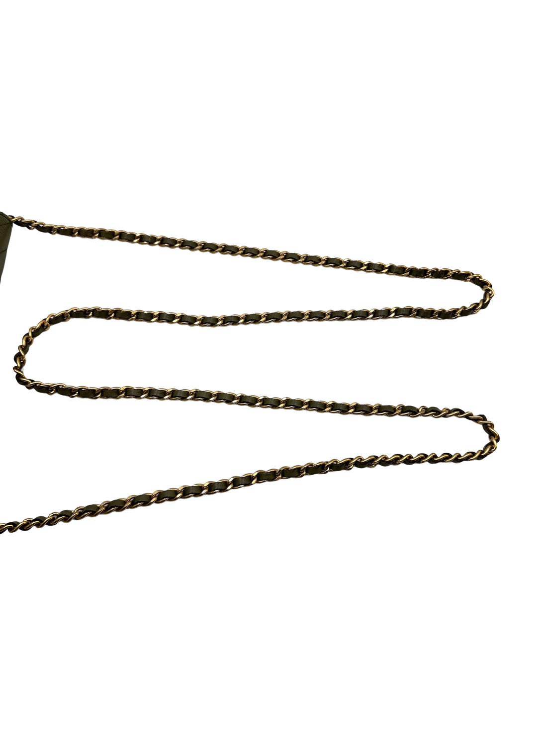 Chanel Green Chevron Quilted Leather Wallet On Chain With Gold Hardware(22***41) CC1825