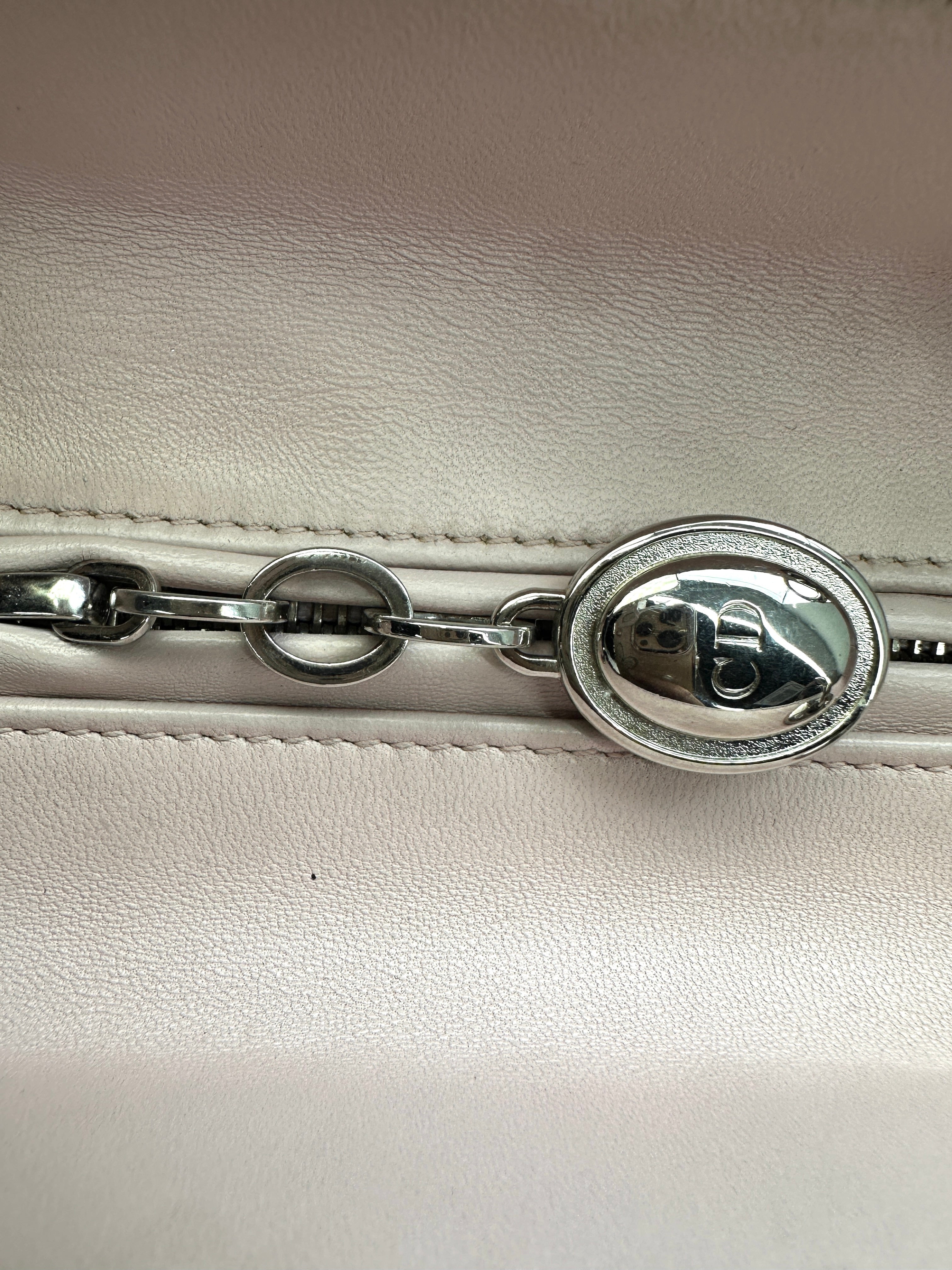 Christian Dior Lady Dior Pink Cannage Leather Handle Bag With Silver Charms DR695